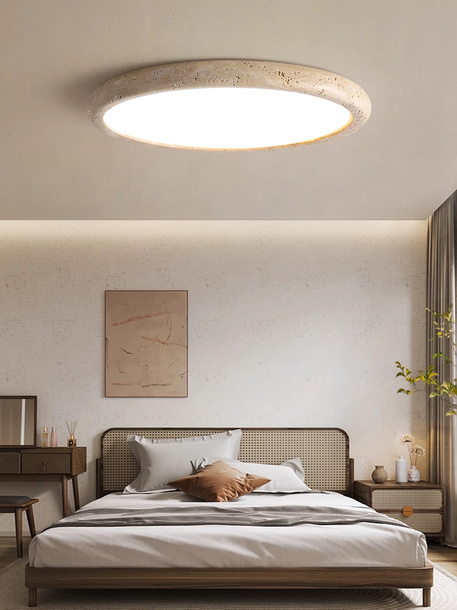 Aurrina Ring Frame Travertine Ceiling Light - Letslighting