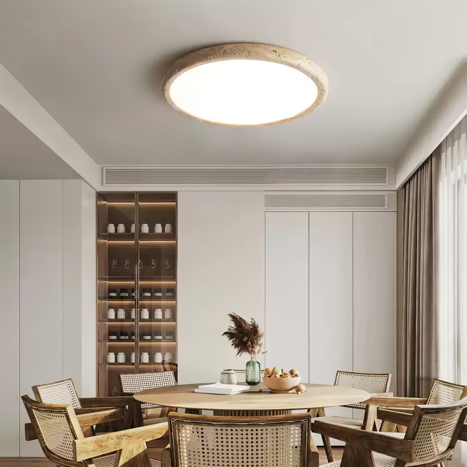 Aurrina Ring Frame Travertine Ceiling Light - Letslighting