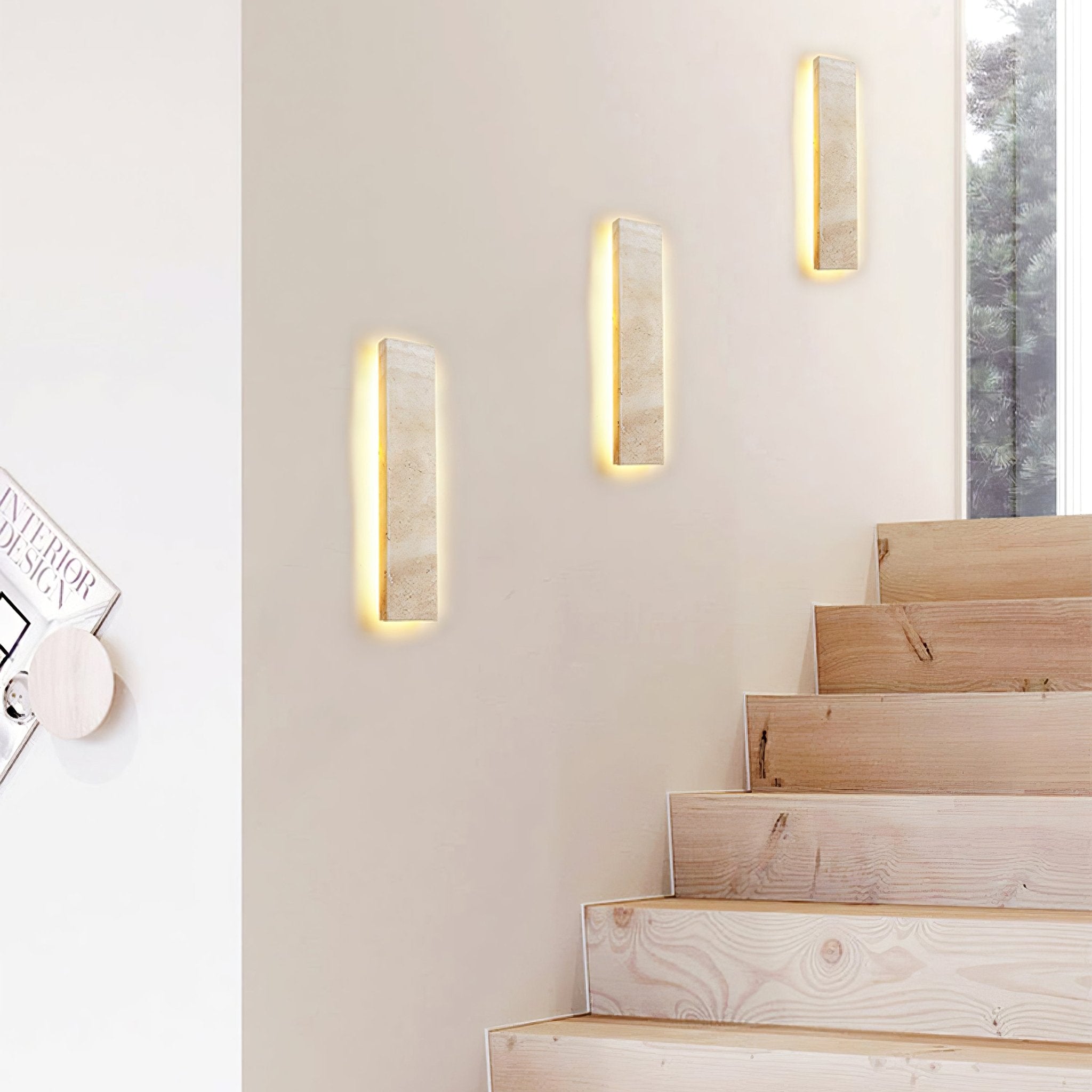 Olnorir Slim Rectangle Travertine Wall Light - Letslighting