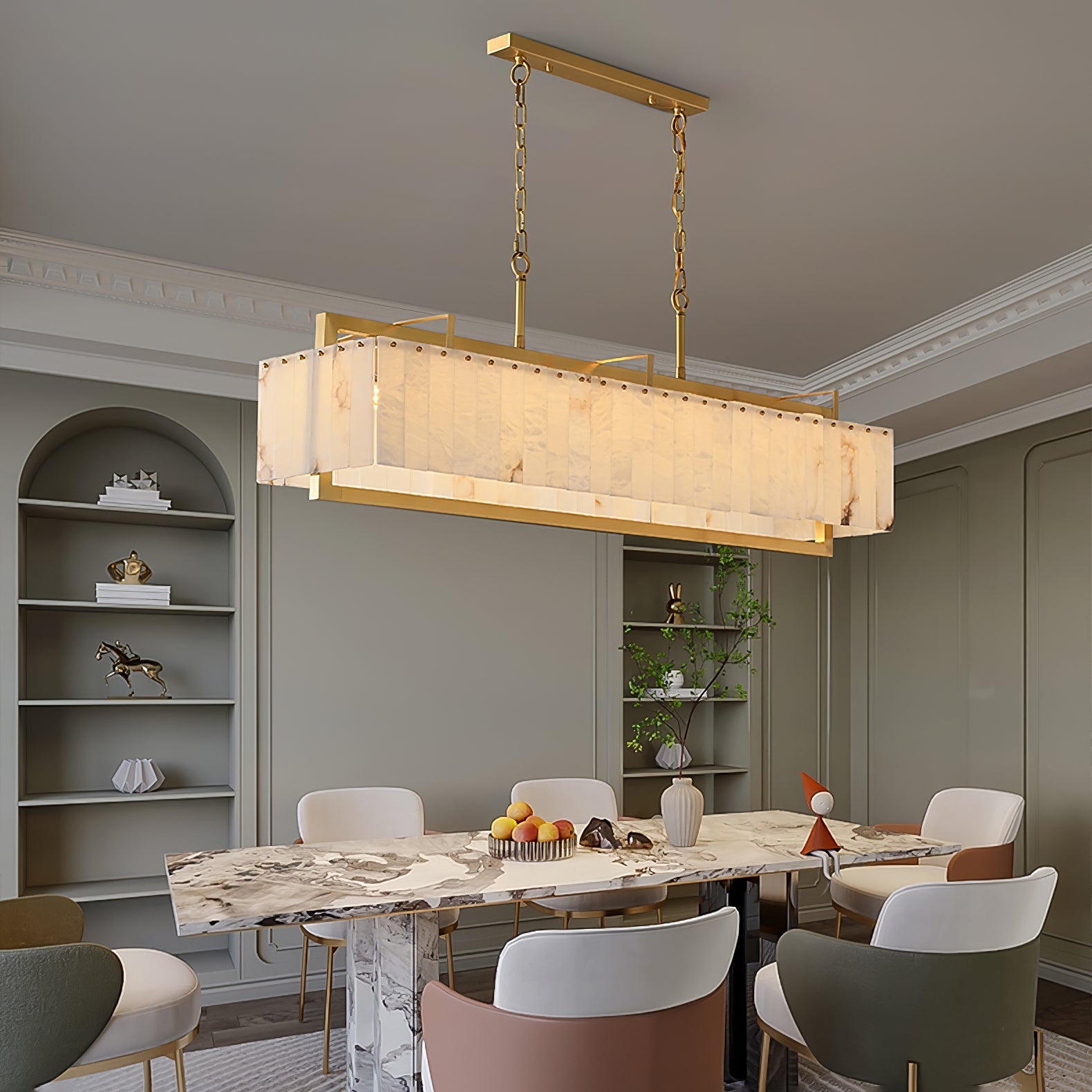 Aether Rectangular Alabaster Pendant Light