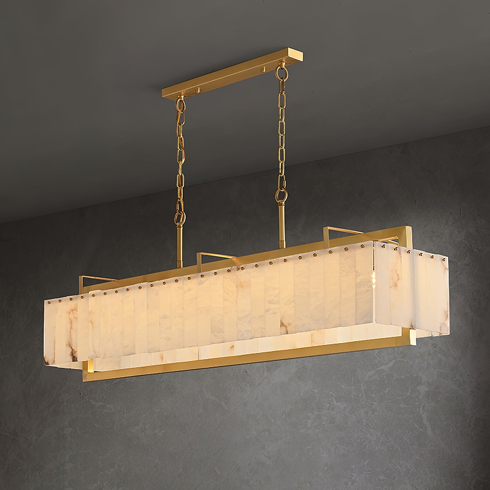 Solstice Minimalist Metal & Alabaster Chandelier