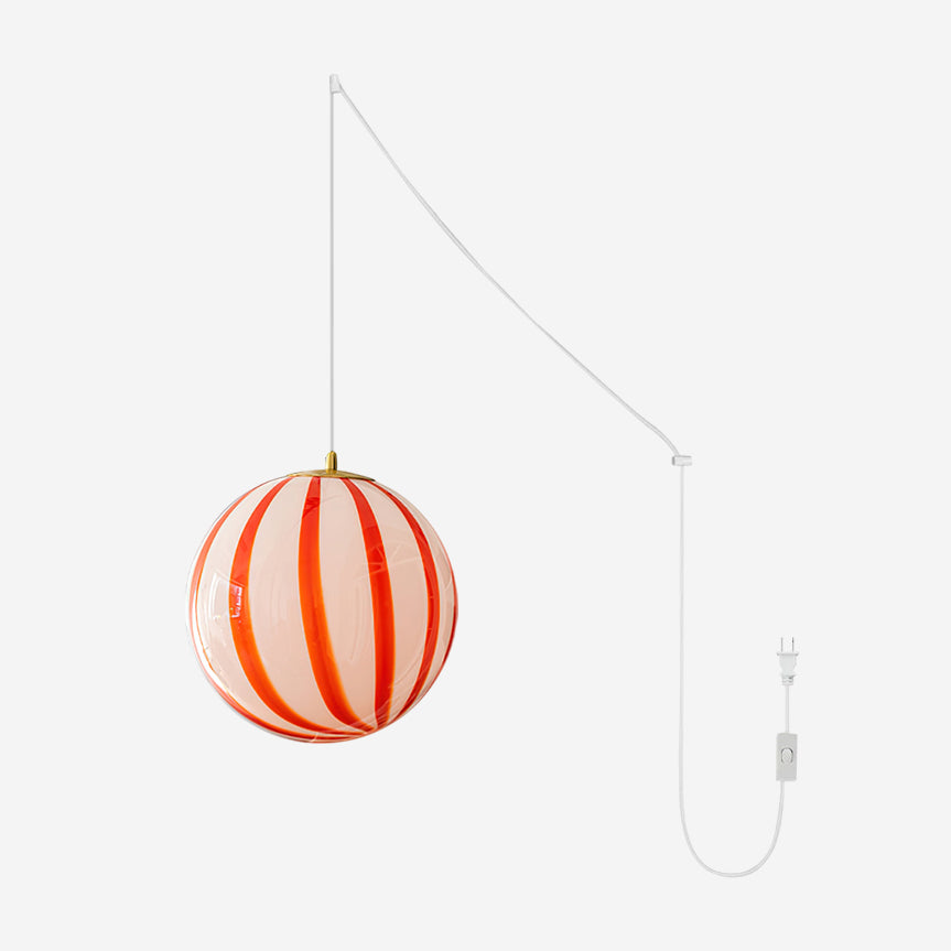 Aira Cute Red Stripes Plug In Pendant Light - Letslighting