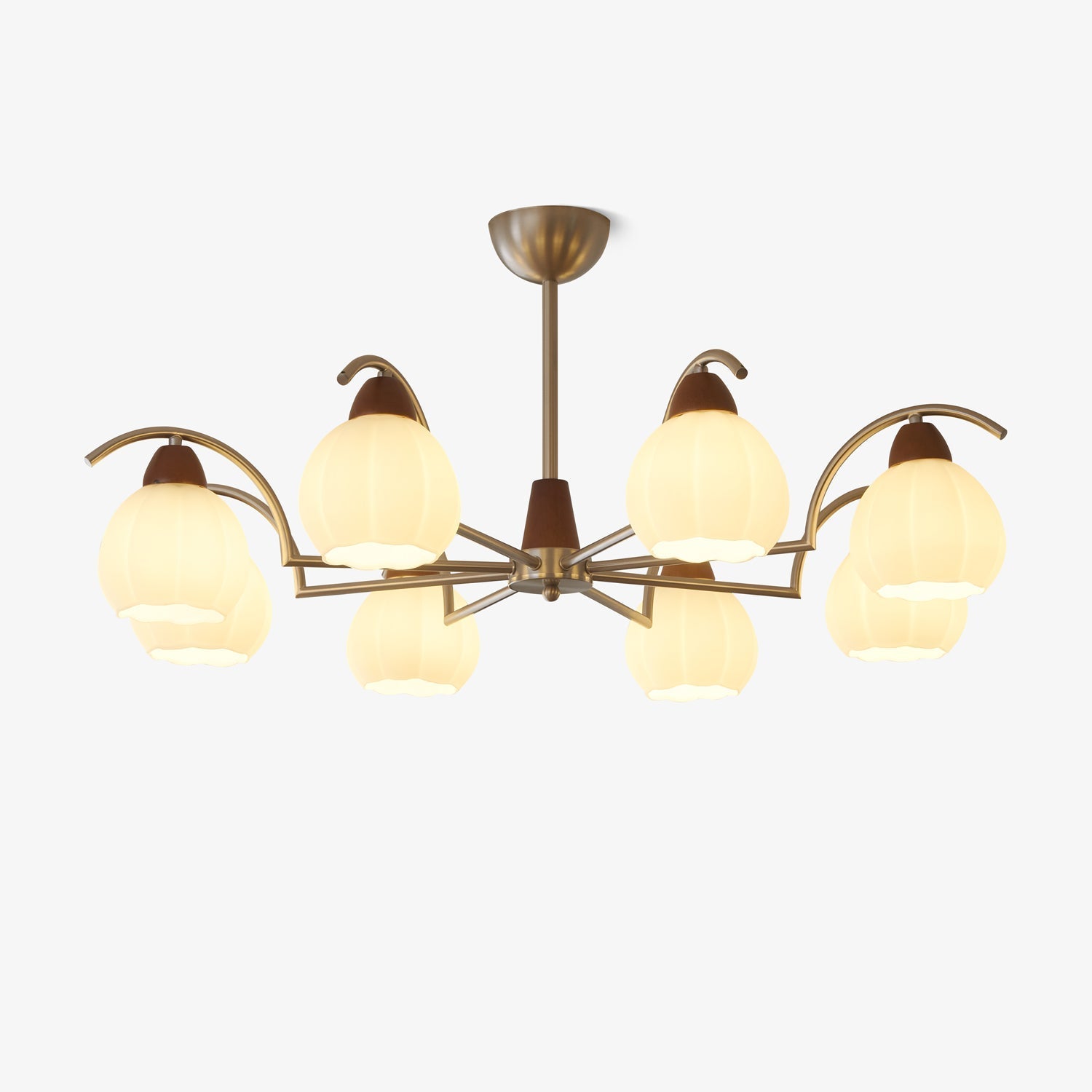 Ilaeiel Traditional Elegance Bloom Wood Glass Chandelier - Letslighting