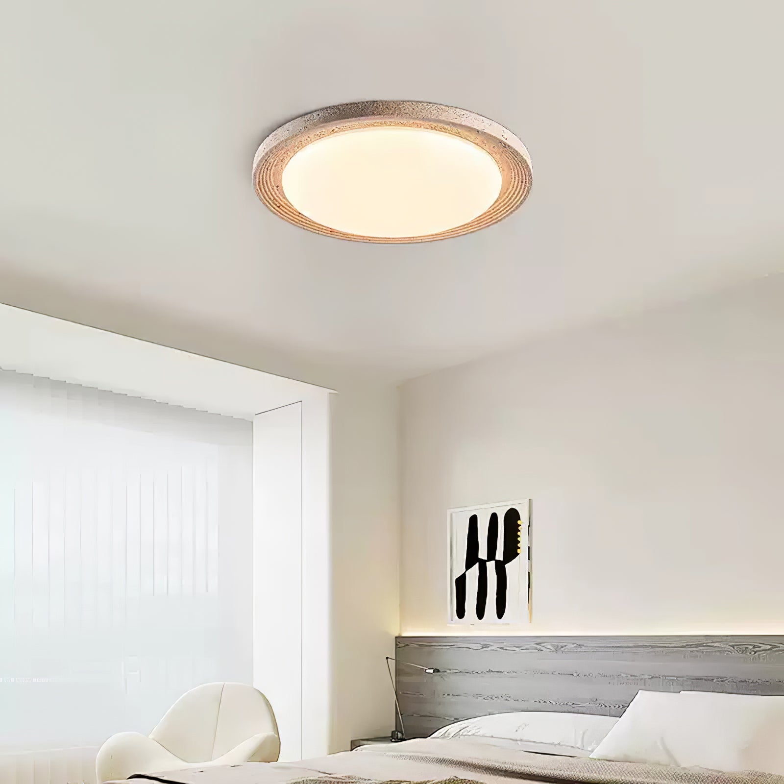 Olphaan Ringed Travertine Ceiling Light - Letslighting