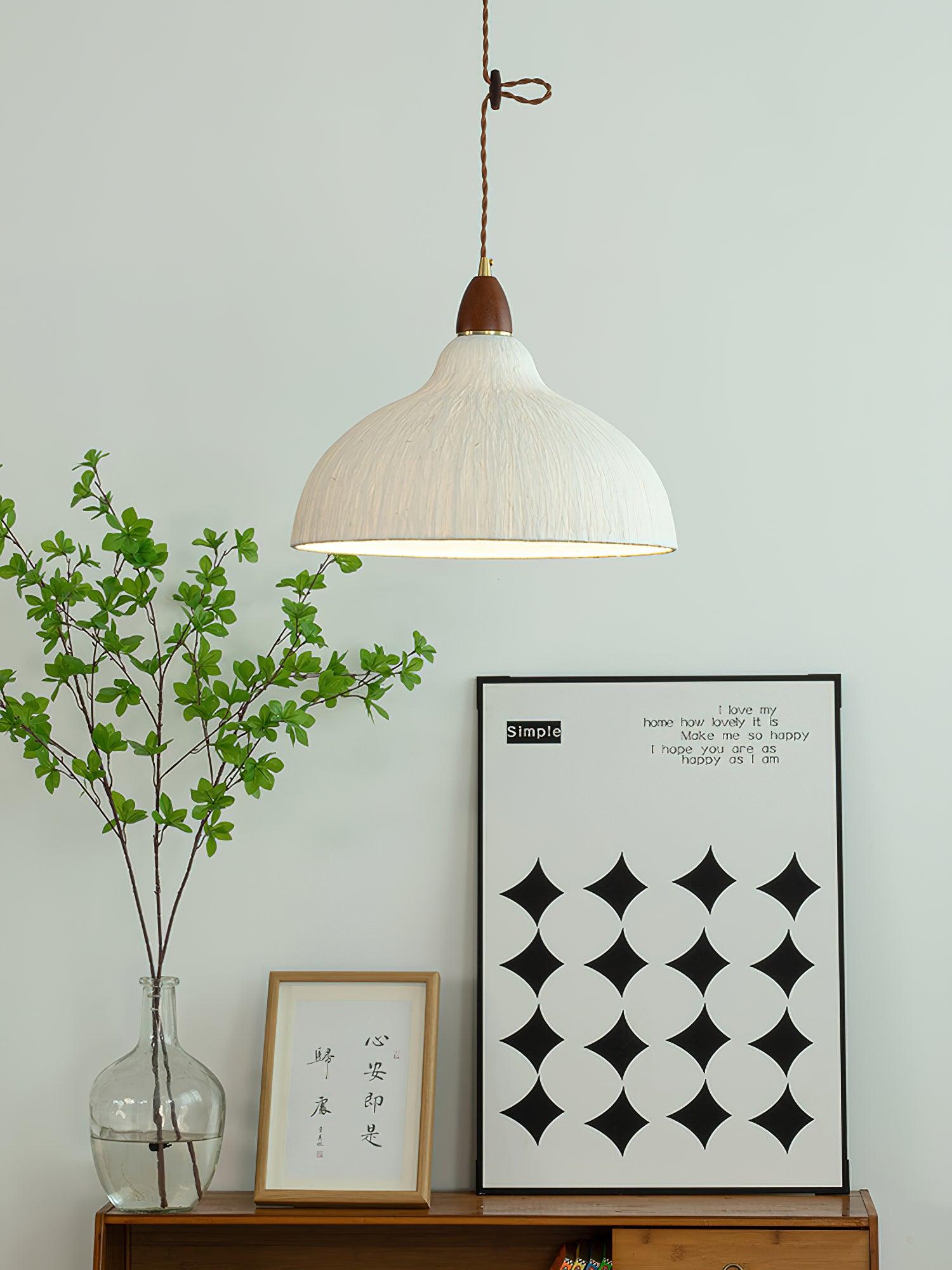 Vellara Paper & Wood Pendant Lamp - Letslighting