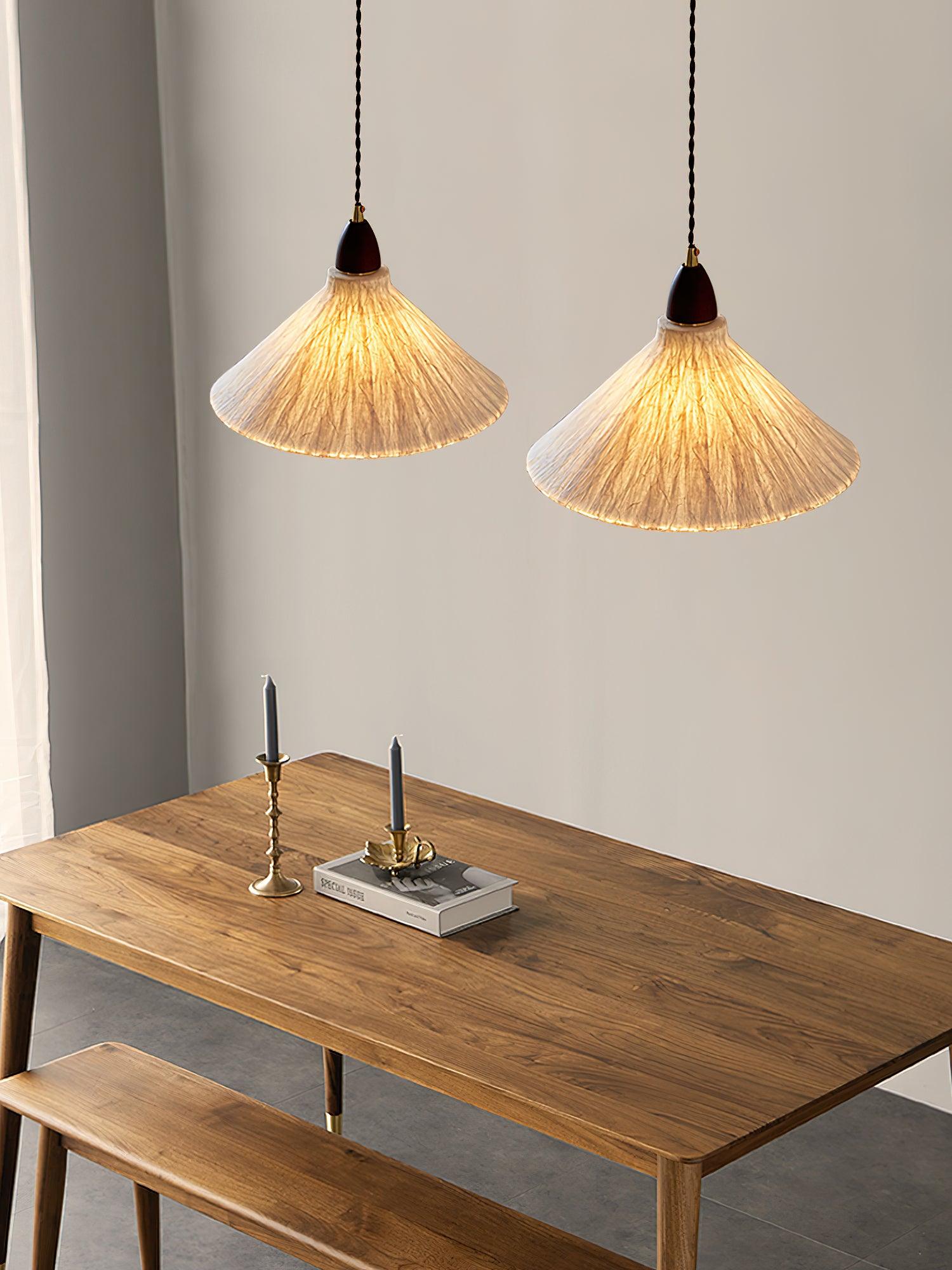 Vellara Paper & Wood Pendant Lamp - Letslighting