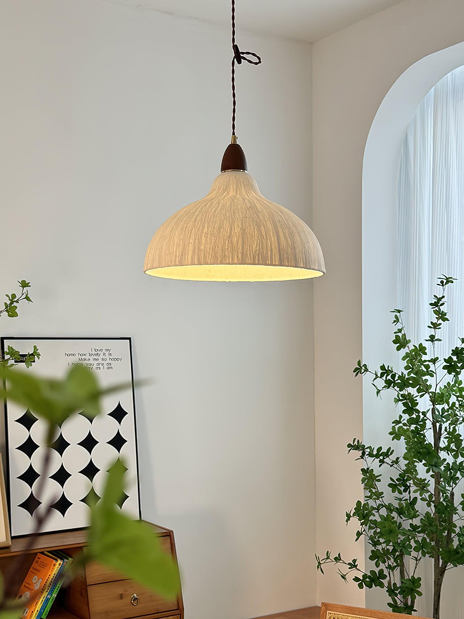 Vellara Paper & Wood Pendant Lamp - Letslighting