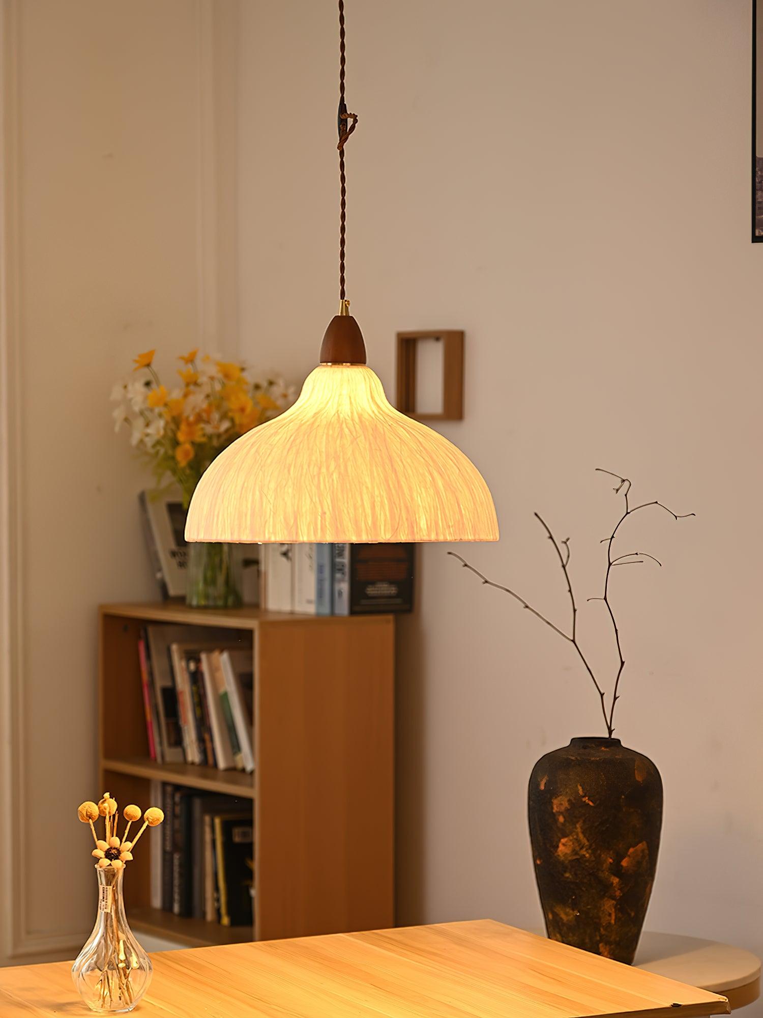 Vellara Paper & Wood Pendant Lamp - Letslighting
