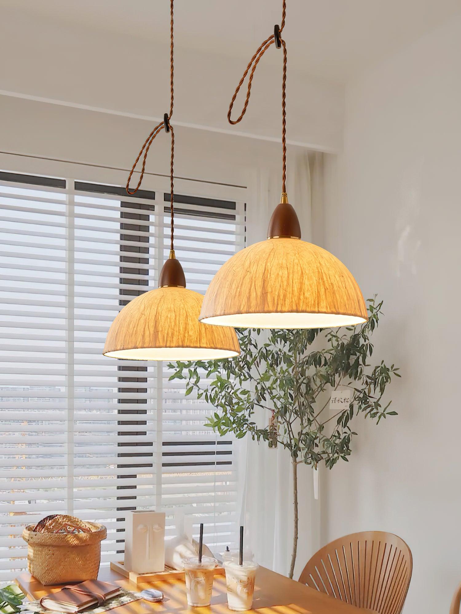 Vellara Paper & Wood Pendant Lamp - Letslighting