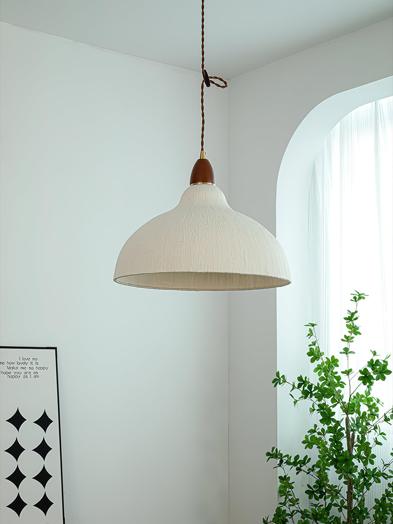 Vellara Paper & Wood Pendant Lamp - Letslighting