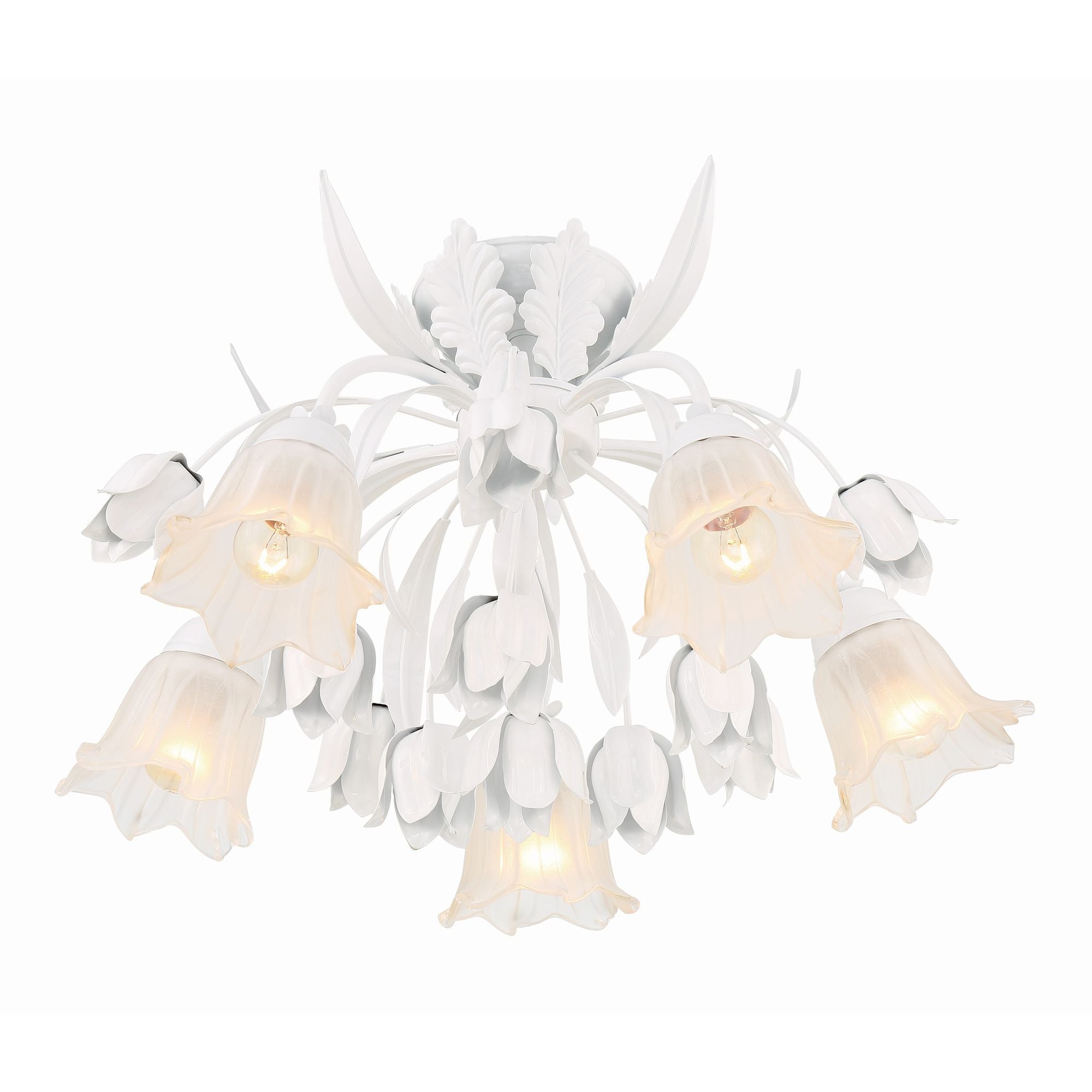 Veshael Elegance Art Sage Rose Glass Ceiling Lamp - Letslighting