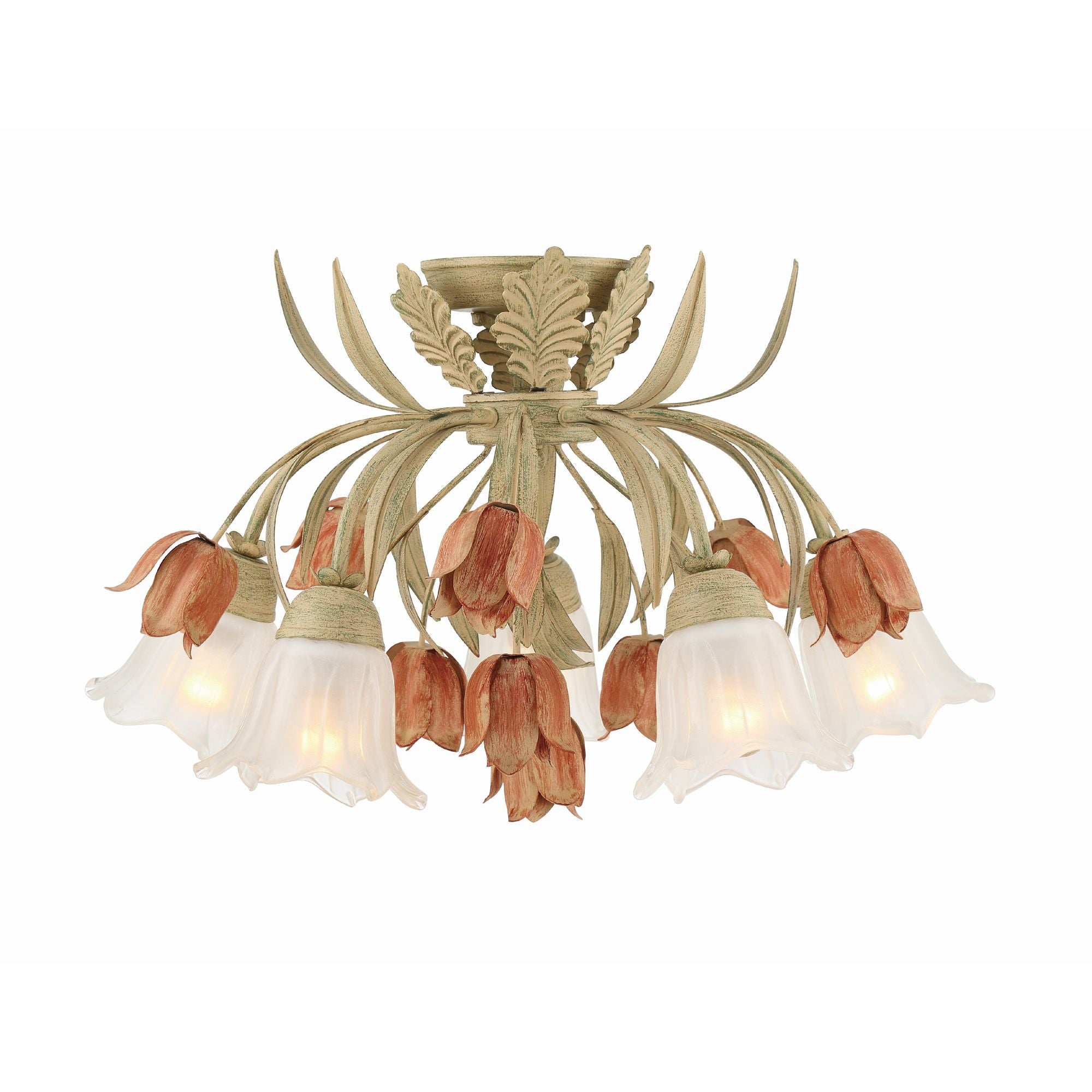 Veshael Elegance Art Sage Rose Glass Ceiling Lamp - Letslighting
