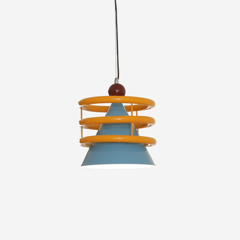 Sowden Pendant Lamp Blue Cone Orange Rings - Letslighting