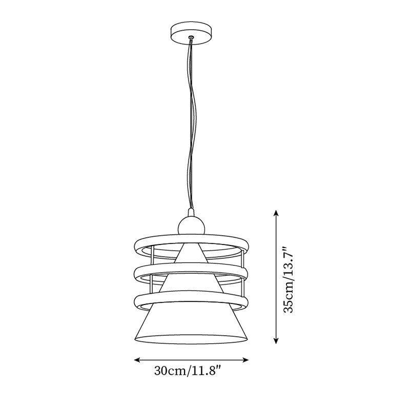 Sowden Pendant Lamp Blue Cone Orange Rings - Letslighting