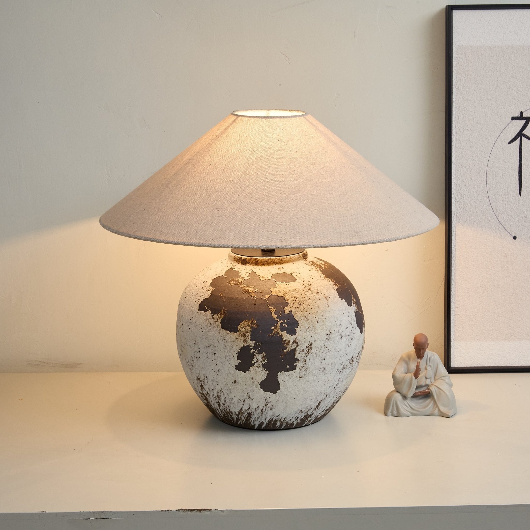 Speckled Modern Fabric & Ceramics Table Lamp