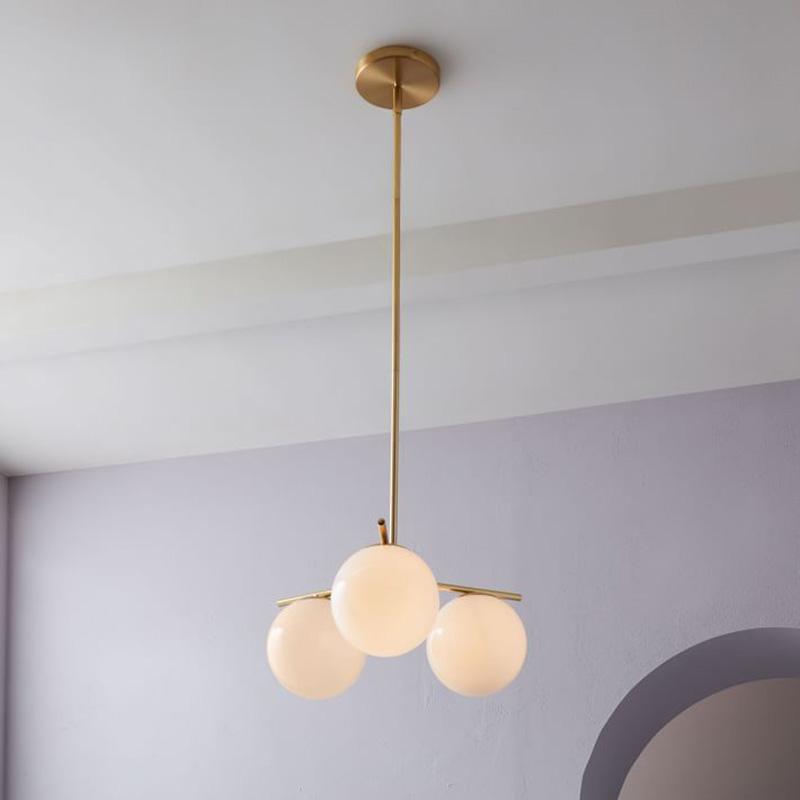 Lustra Chandelier Sphere & Stem Modern Gold LED - Letslighting