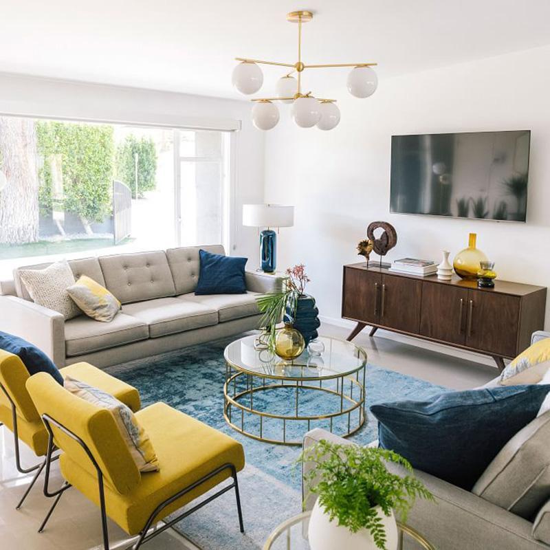 Lustra Chandelier Sphere & Stem Modern Gold LED - Letslighting