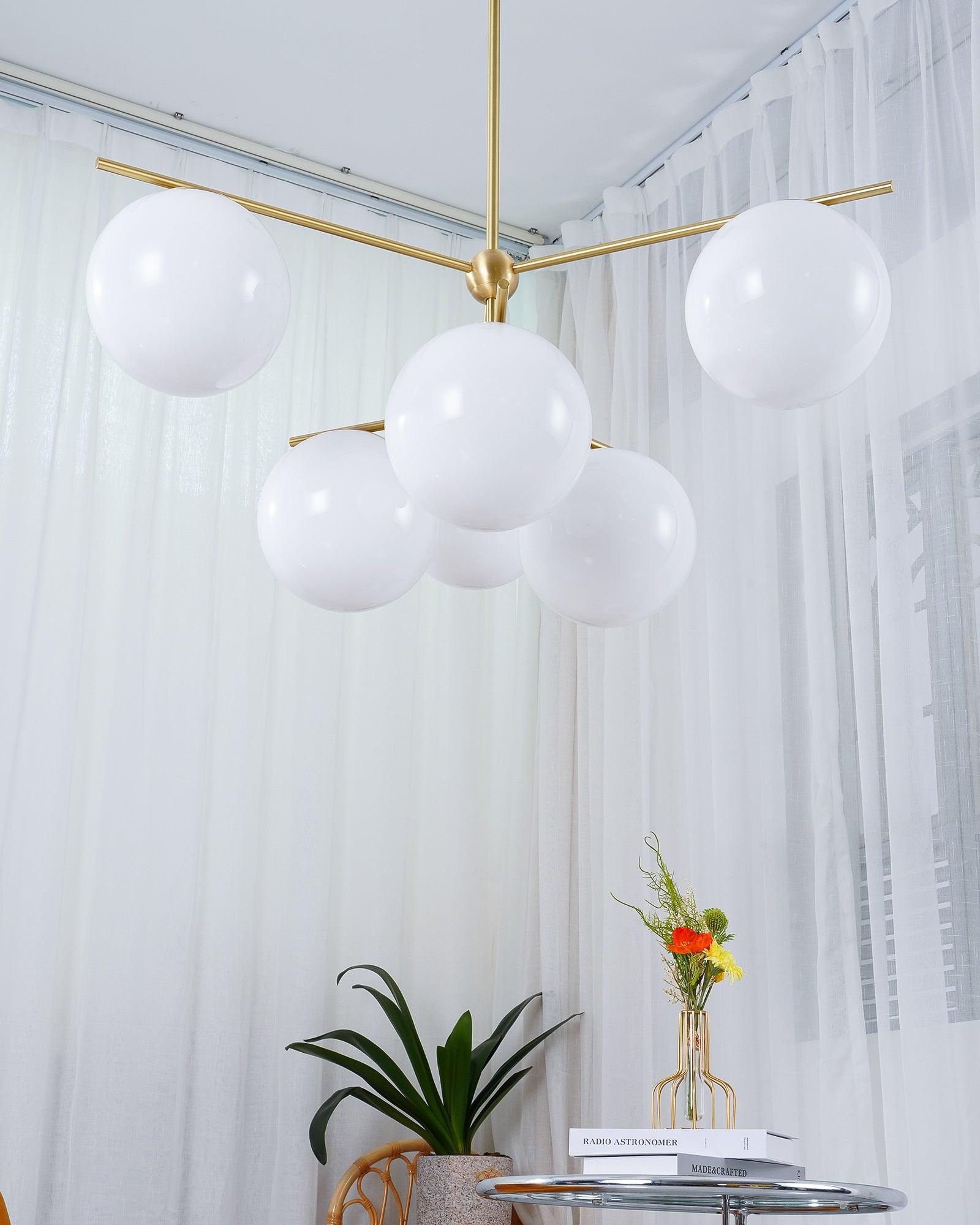 Lustra Chandelier Sphere & Stem Modern Gold LED - Letslighting