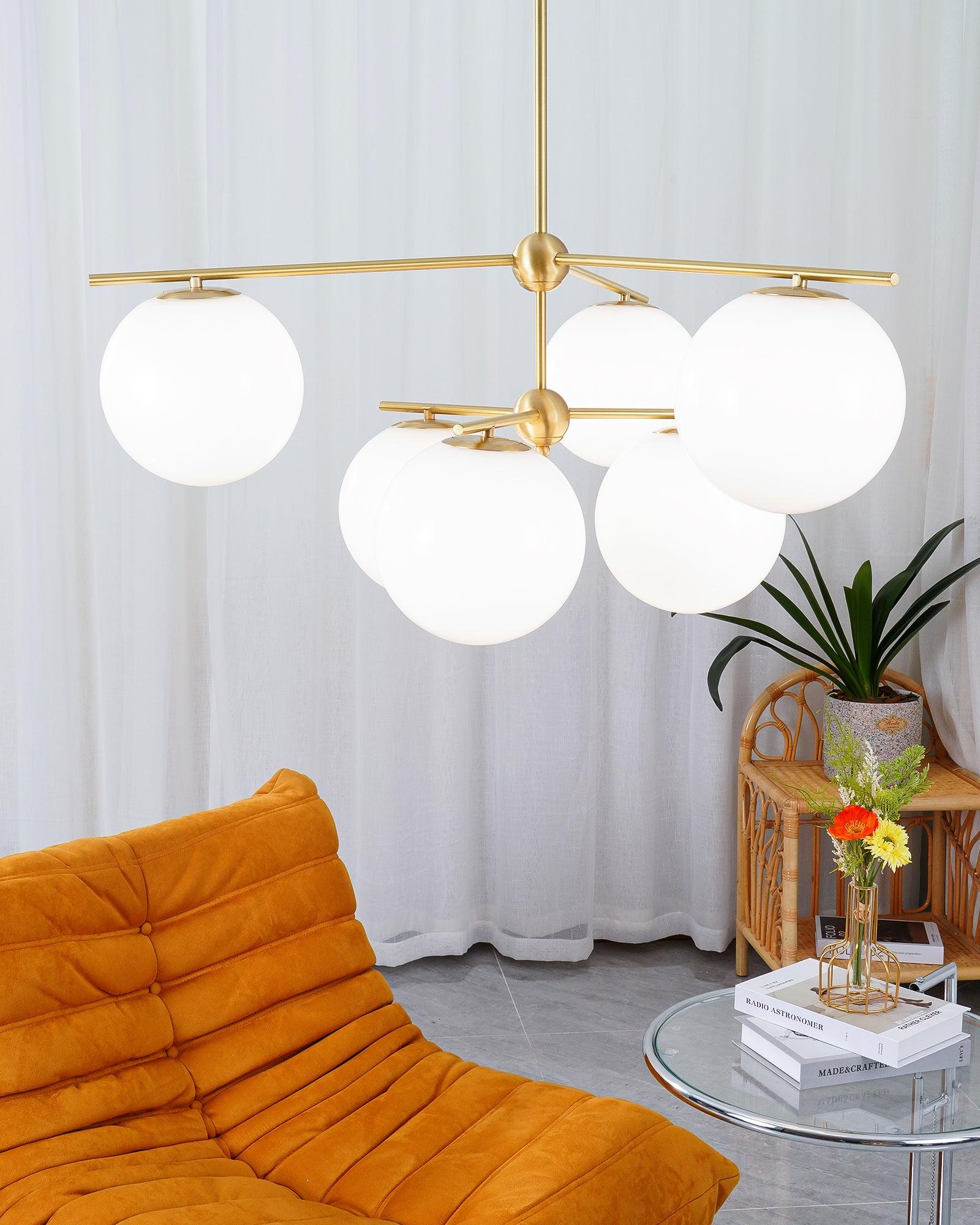 Lustra Chandelier Sphere & Stem Modern Gold LED - Letslighting