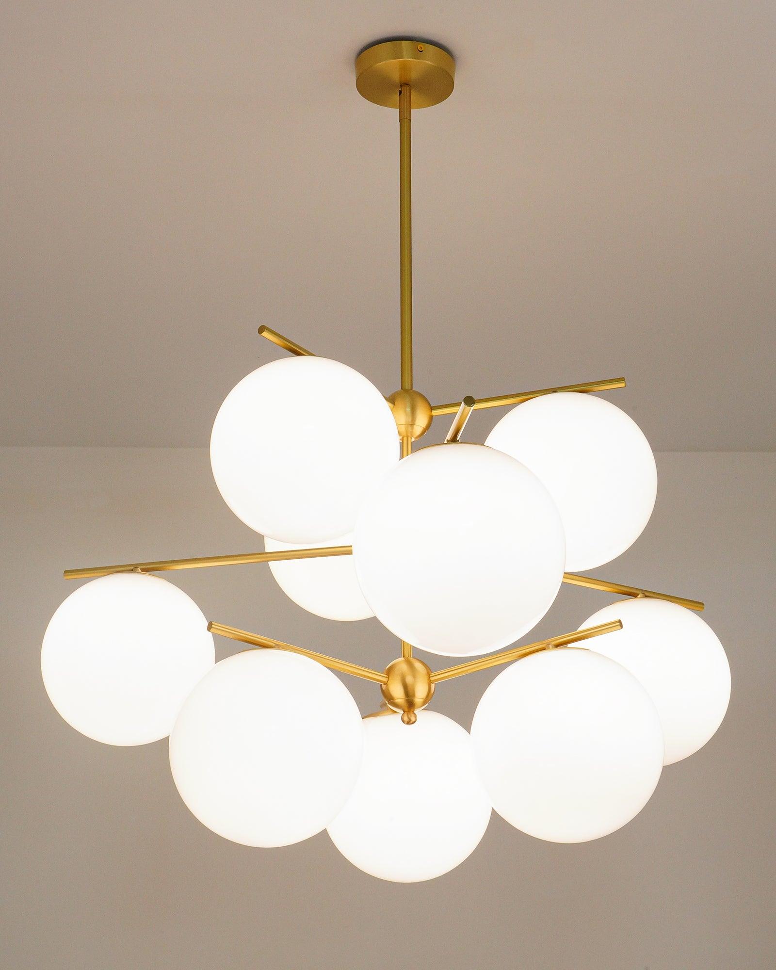 Lustra Chandelier Sphere & Stem Modern Gold LED - Letslighting
