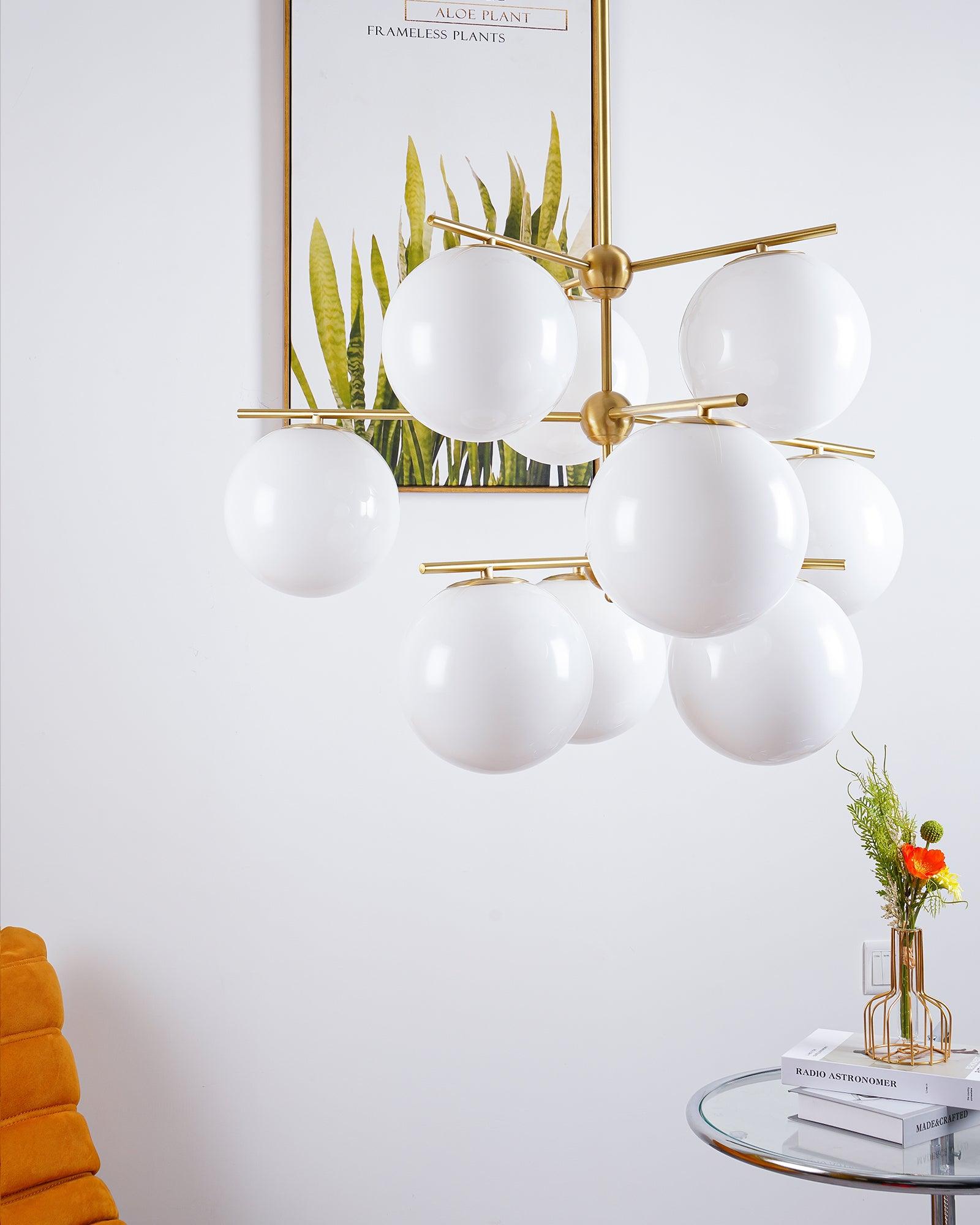 Lustra Chandelier Sphere & Stem Modern Gold LED - Letslighting