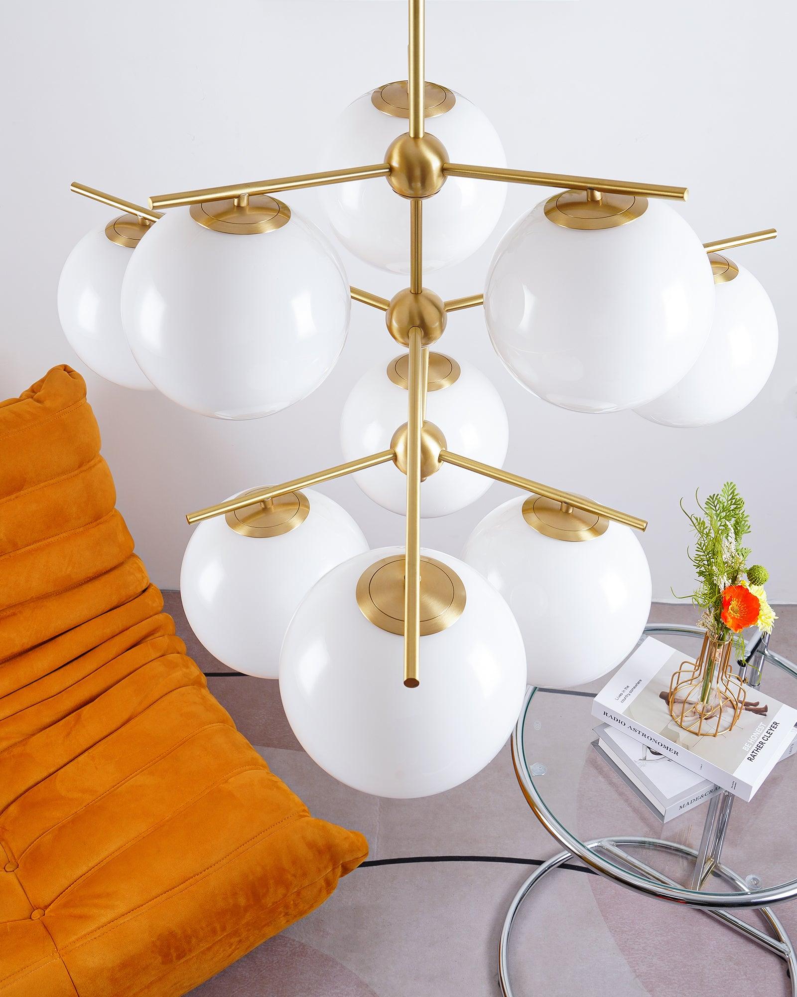 Lustra Chandelier Sphere & Stem Modern Gold LED - Letslighting