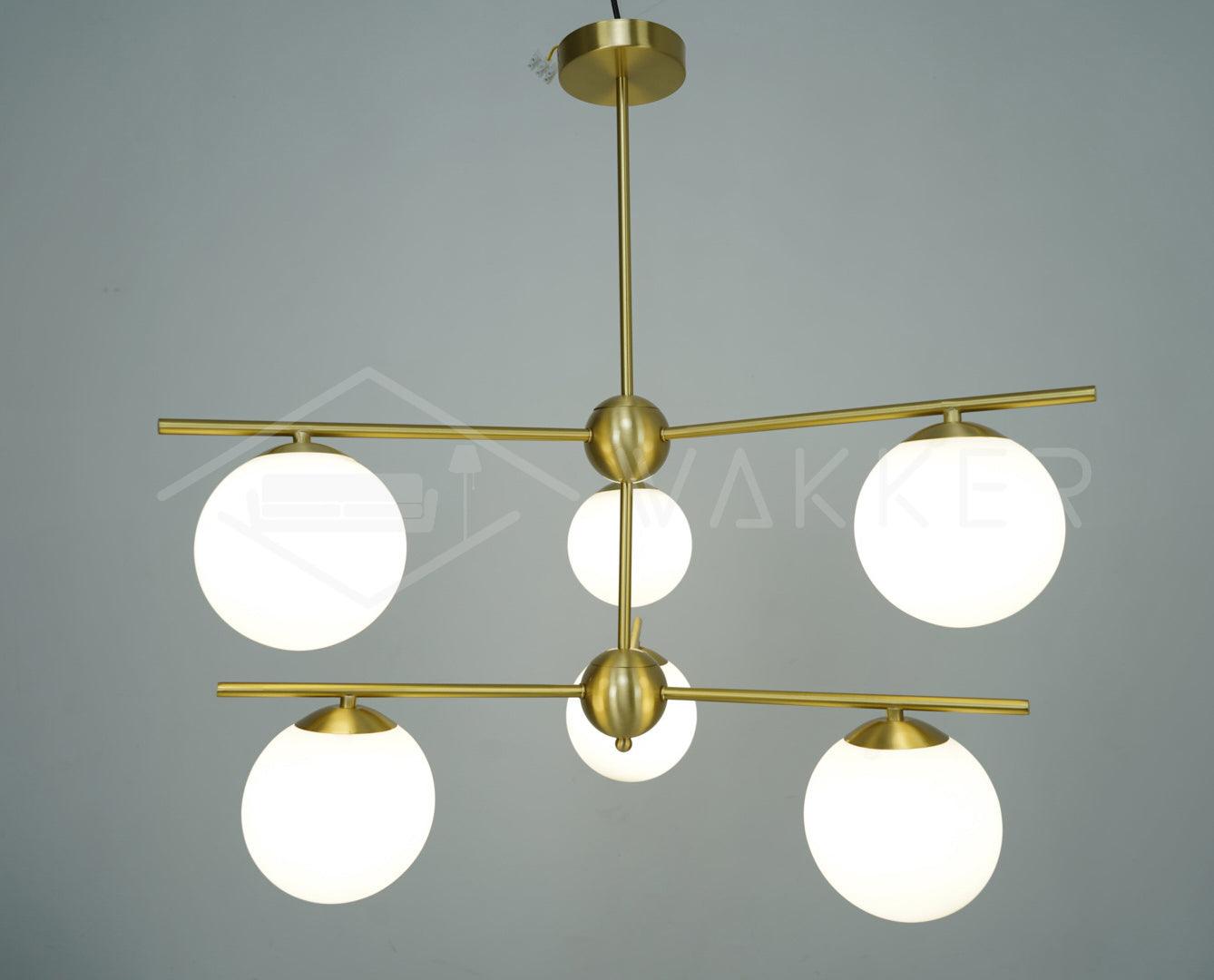 Lustra Chandelier Sphere & Stem Modern Gold LED - Letslighting
