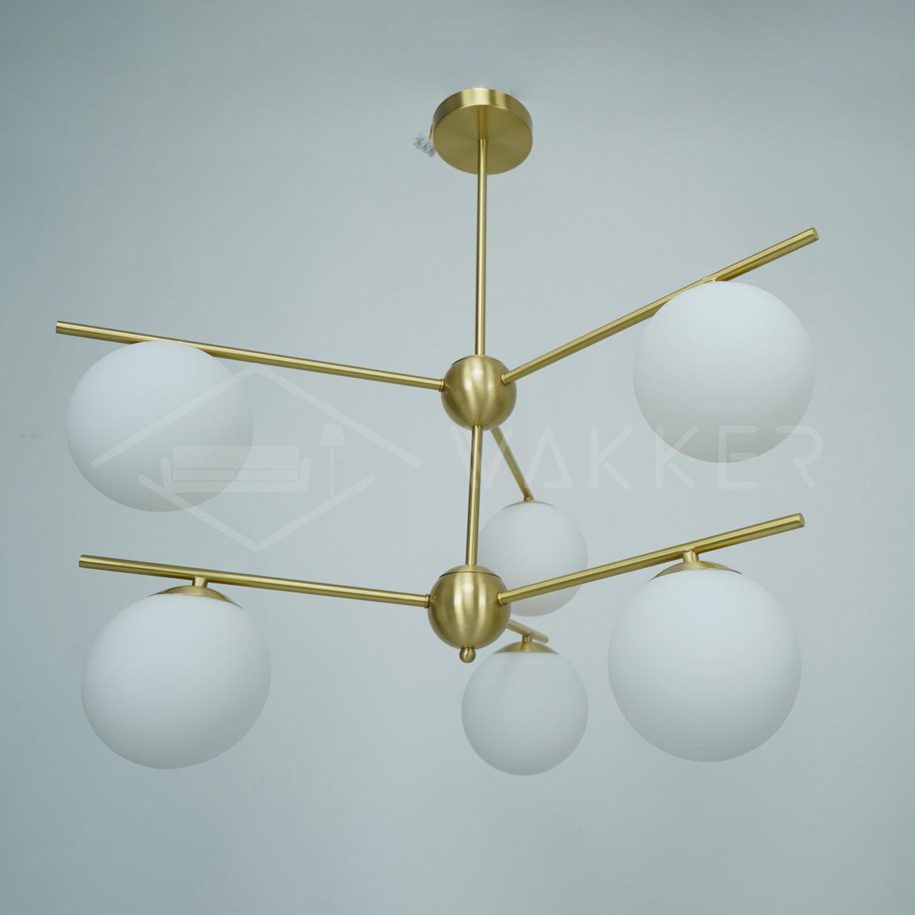 Lustra Chandelier Sphere & Stem Modern Gold LED - Letslighting