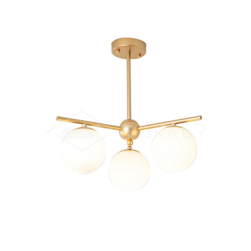 Lustra Chandelier Sphere & Stem Modern Gold LED - Letslighting