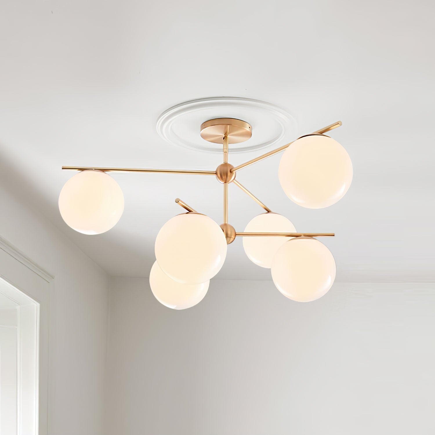 Lustra Chandelier Sphere & Stem Modern Gold LED - Letslighting