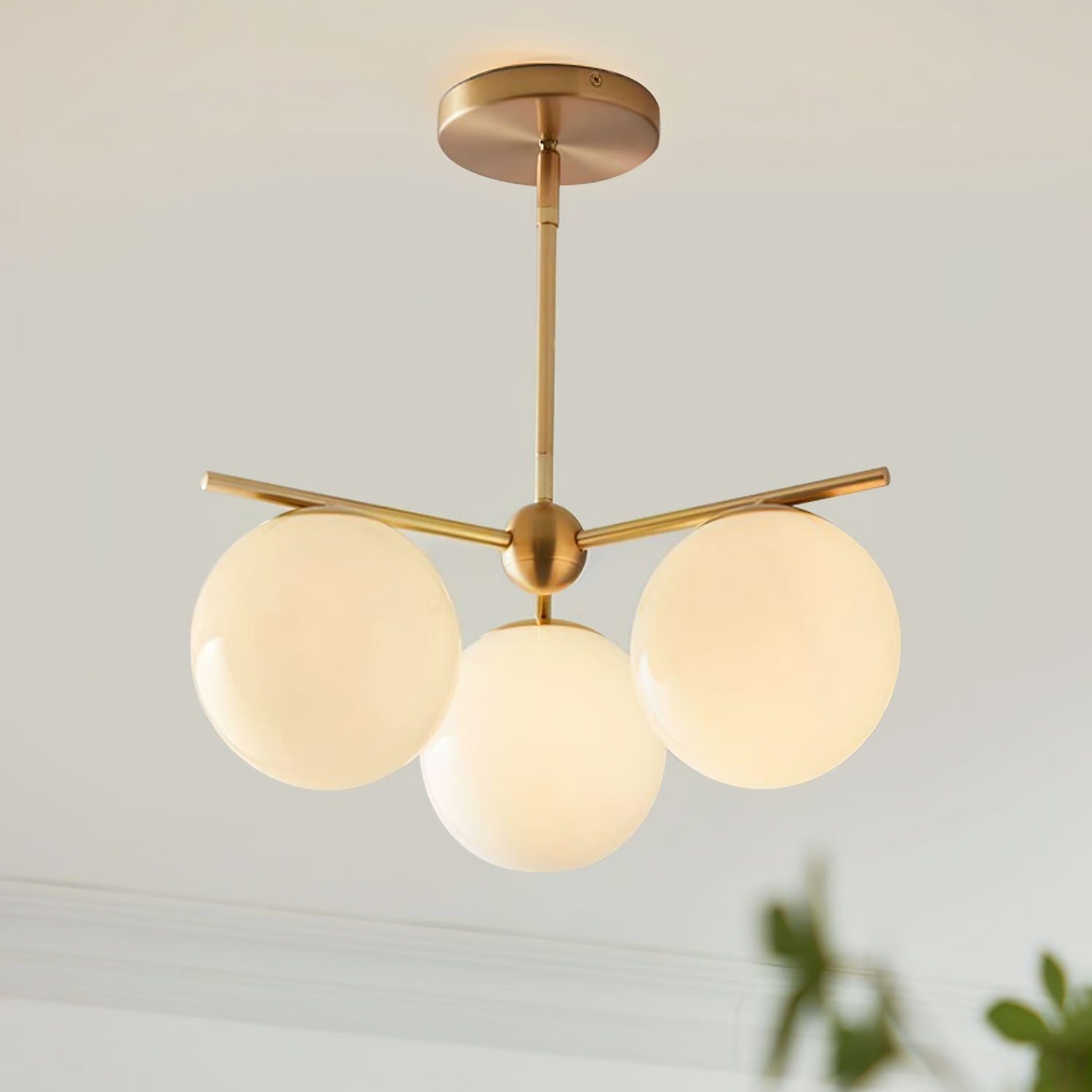 Lustra Chandelier Sphere & Stem Modern Gold LED - Letslighting