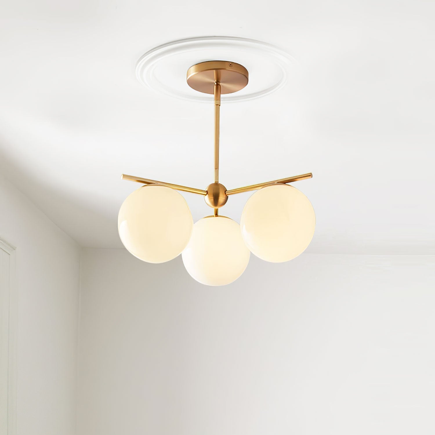 Lustra Chandelier Sphere & Stem Modern Gold LED - Letslighting