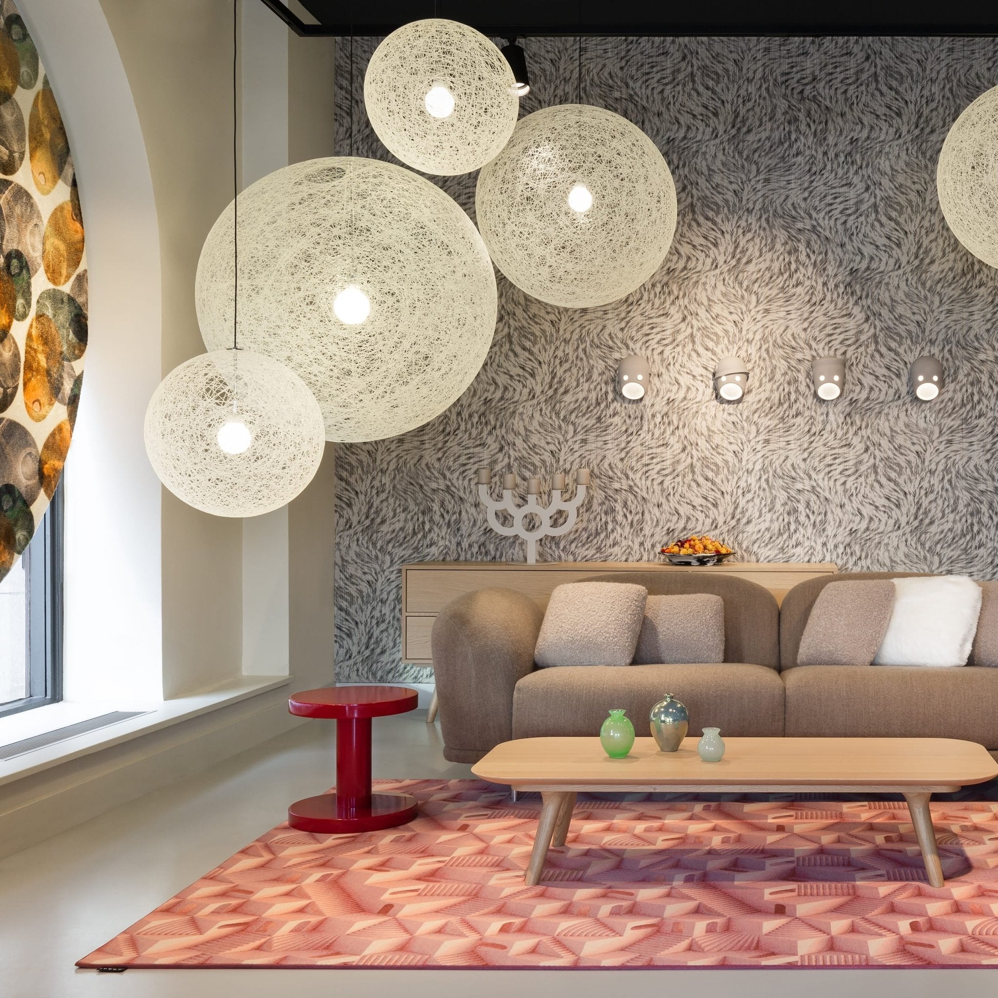 Spherical Modern Metal & Polymers Pendant Light