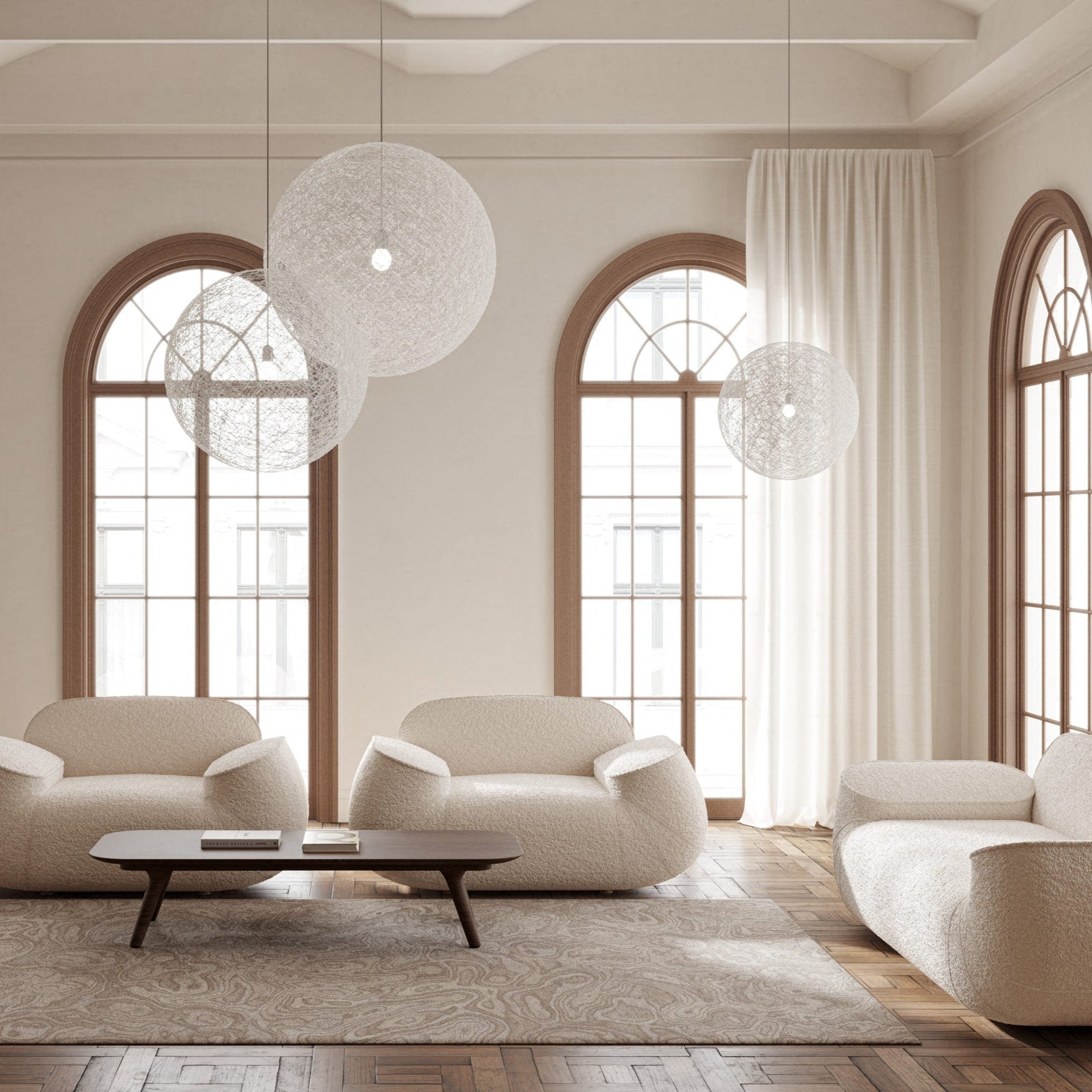 Spherical Modern Metal & Polymers Pendant Light