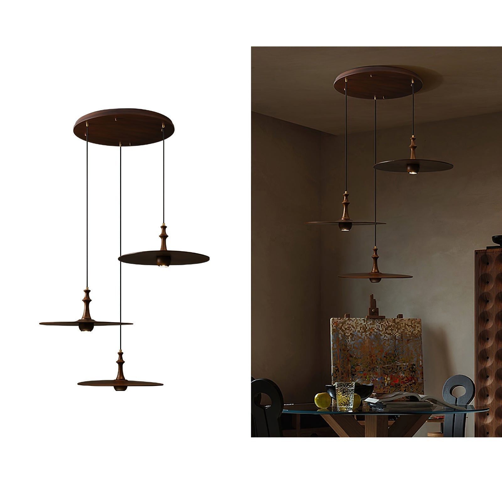 Syrinyra Sculptural Wood Disc Pendant Light - Blowlighting