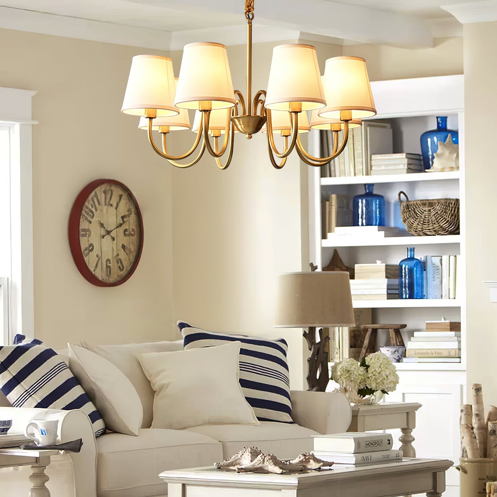 Aged Traditional Stacey Fabric Chandelier - Letslighting