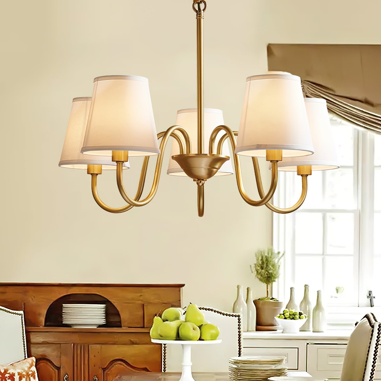 Aged Traditional Stacey Fabric Chandelier - Letslighting