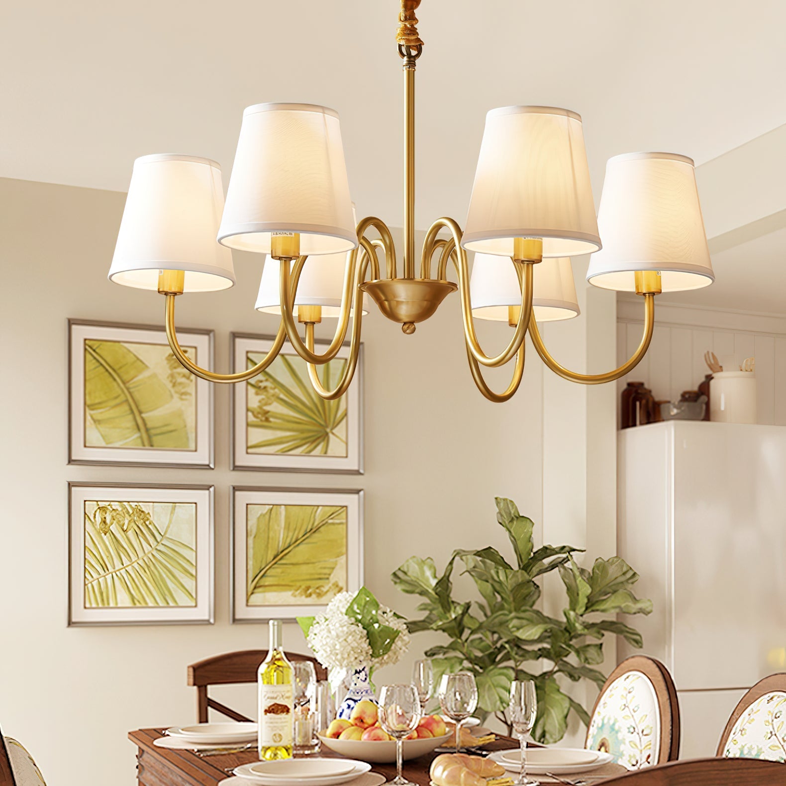 Aged Traditional Stacey Fabric Chandelier - Letslighting