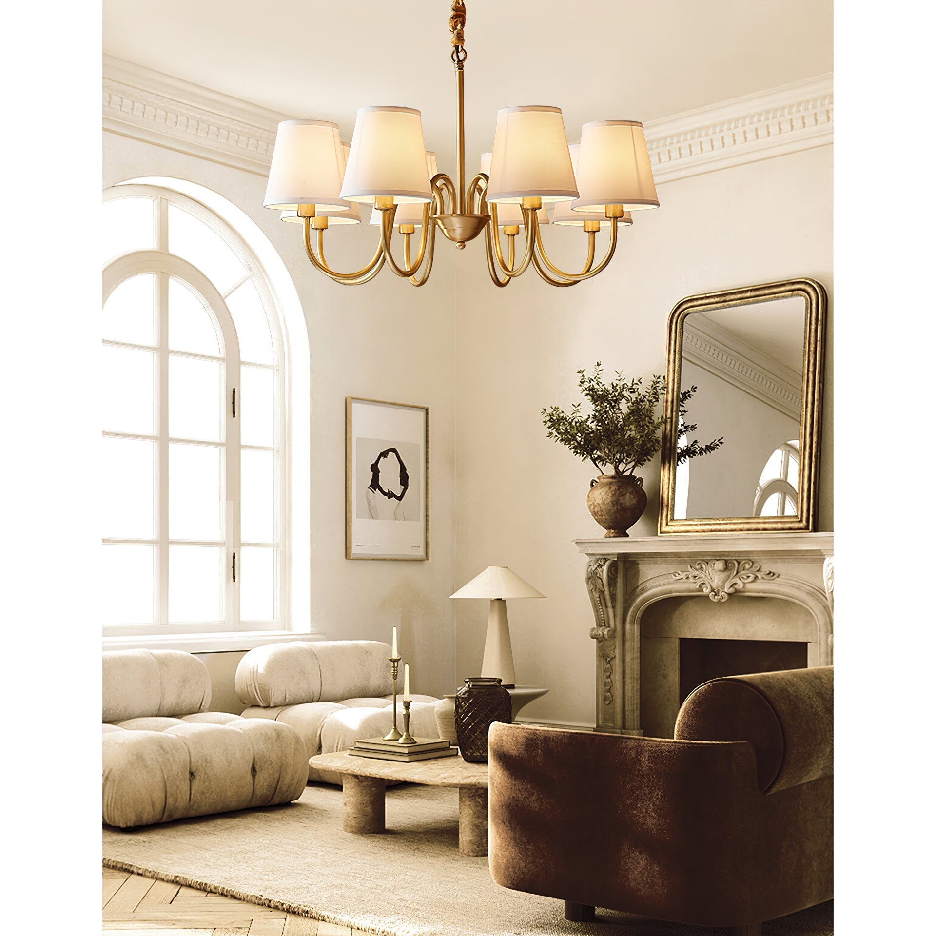 Aged Traditional Stacey Fabric Chandelier - Letslighting