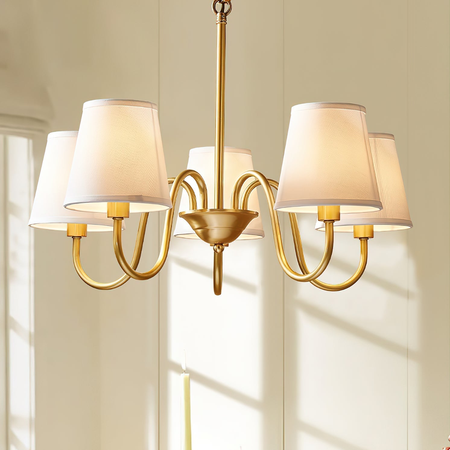 Aged Traditional Stacey Fabric Chandelier - Letslighting