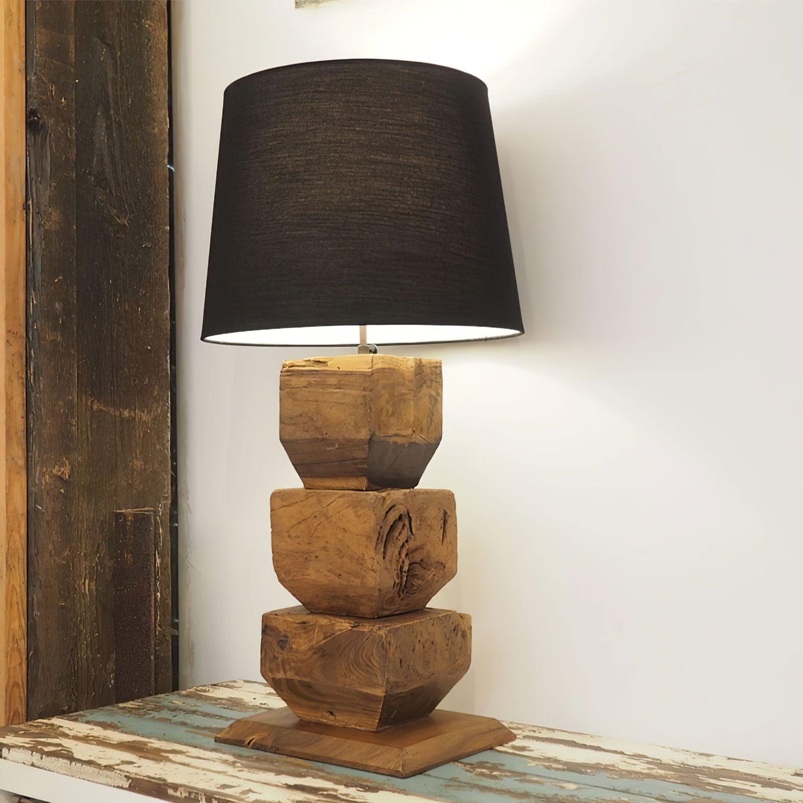 Blocka Stacked Wooden Table Lamp - Letslighting