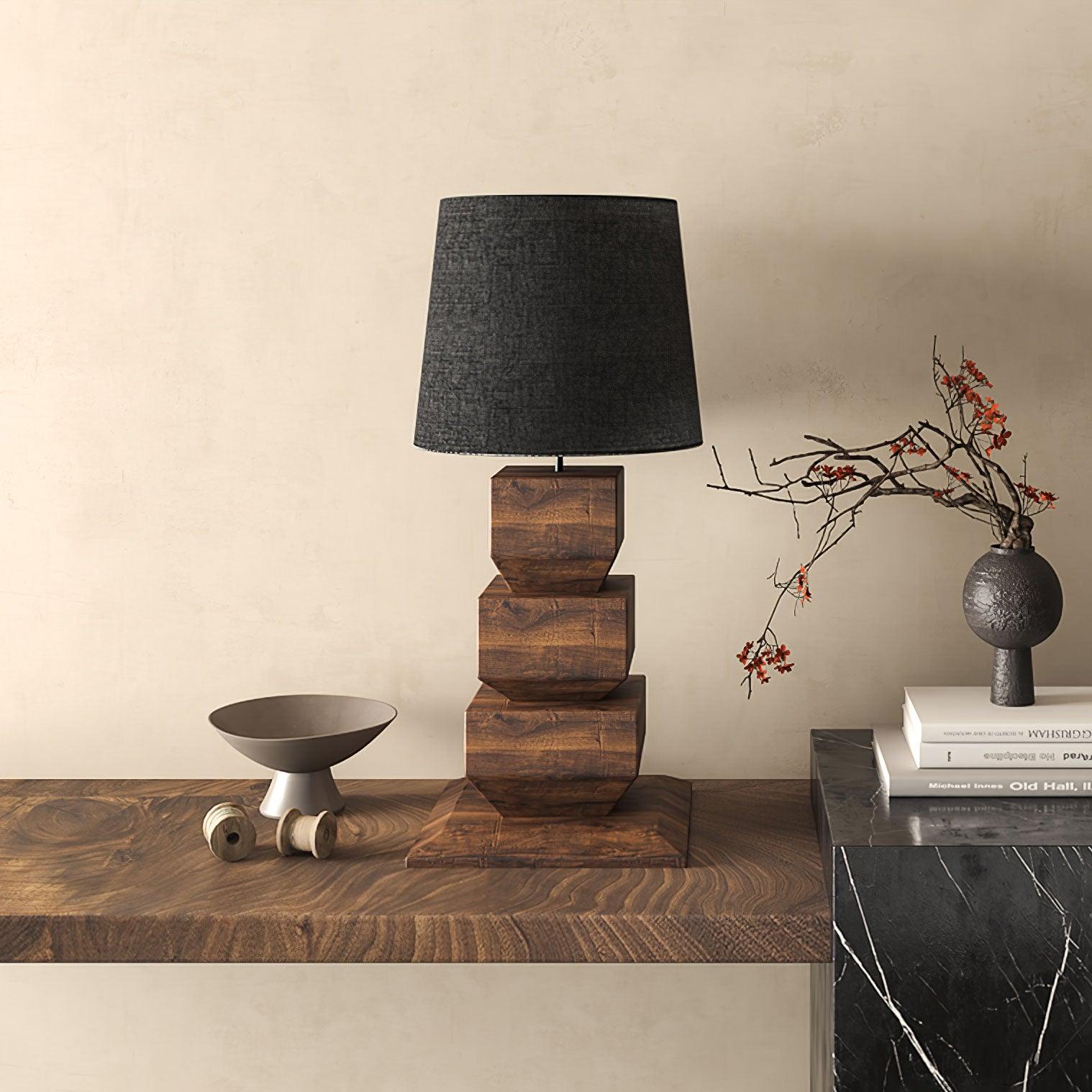 Blocka Stacked Wooden Table Lamp - Letslighting