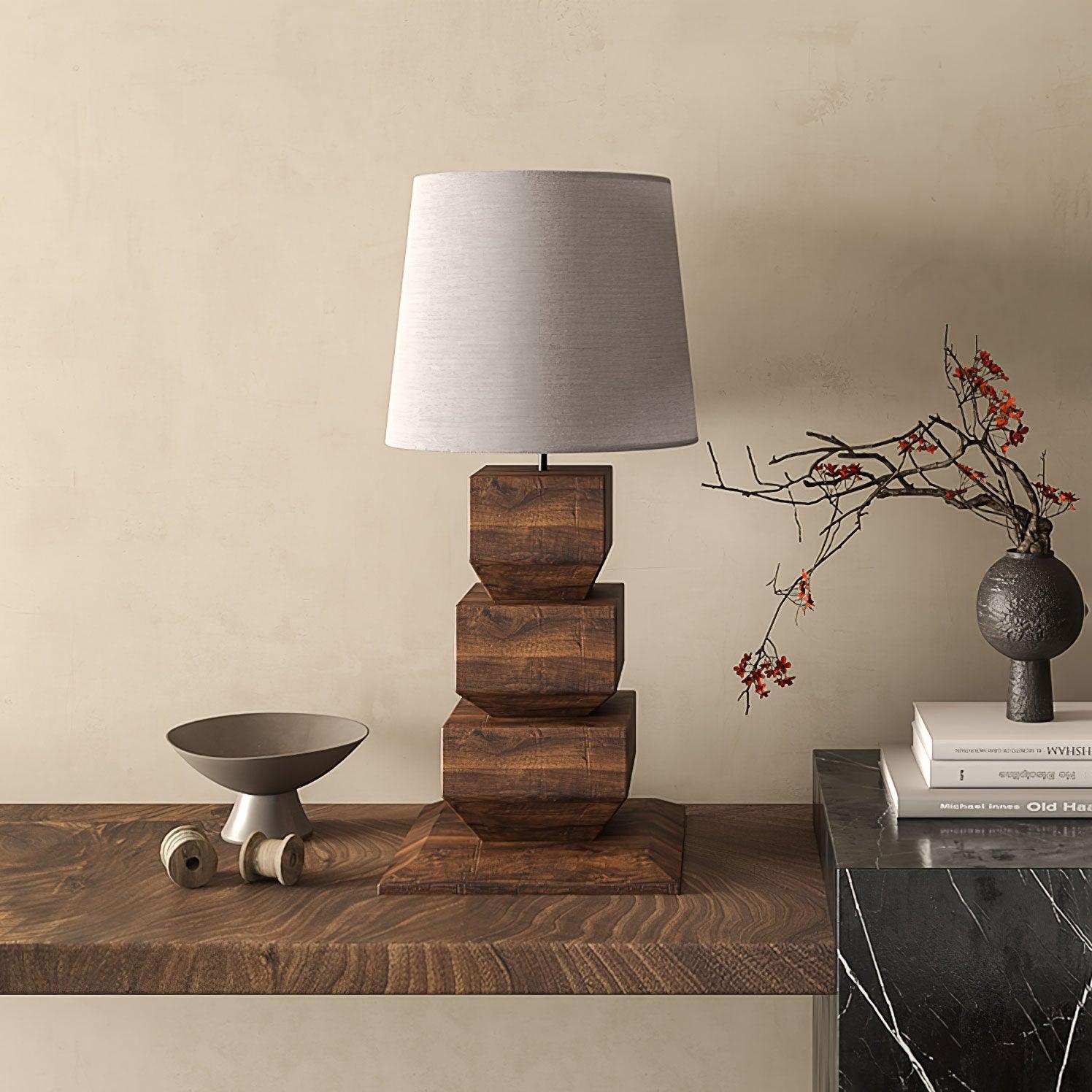 Blocka Stacked Wooden Table Lamp - Letslighting