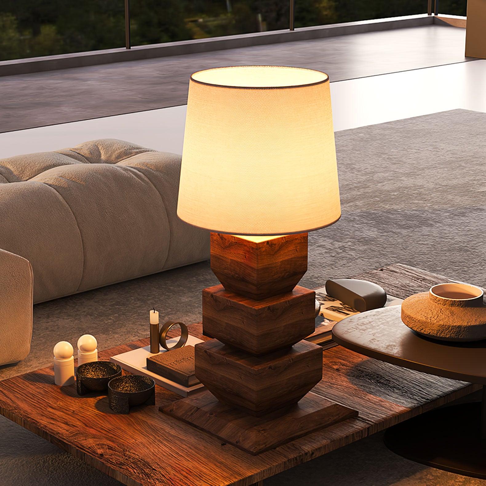 Blocka Stacked Wooden Table Lamp - Letslighting