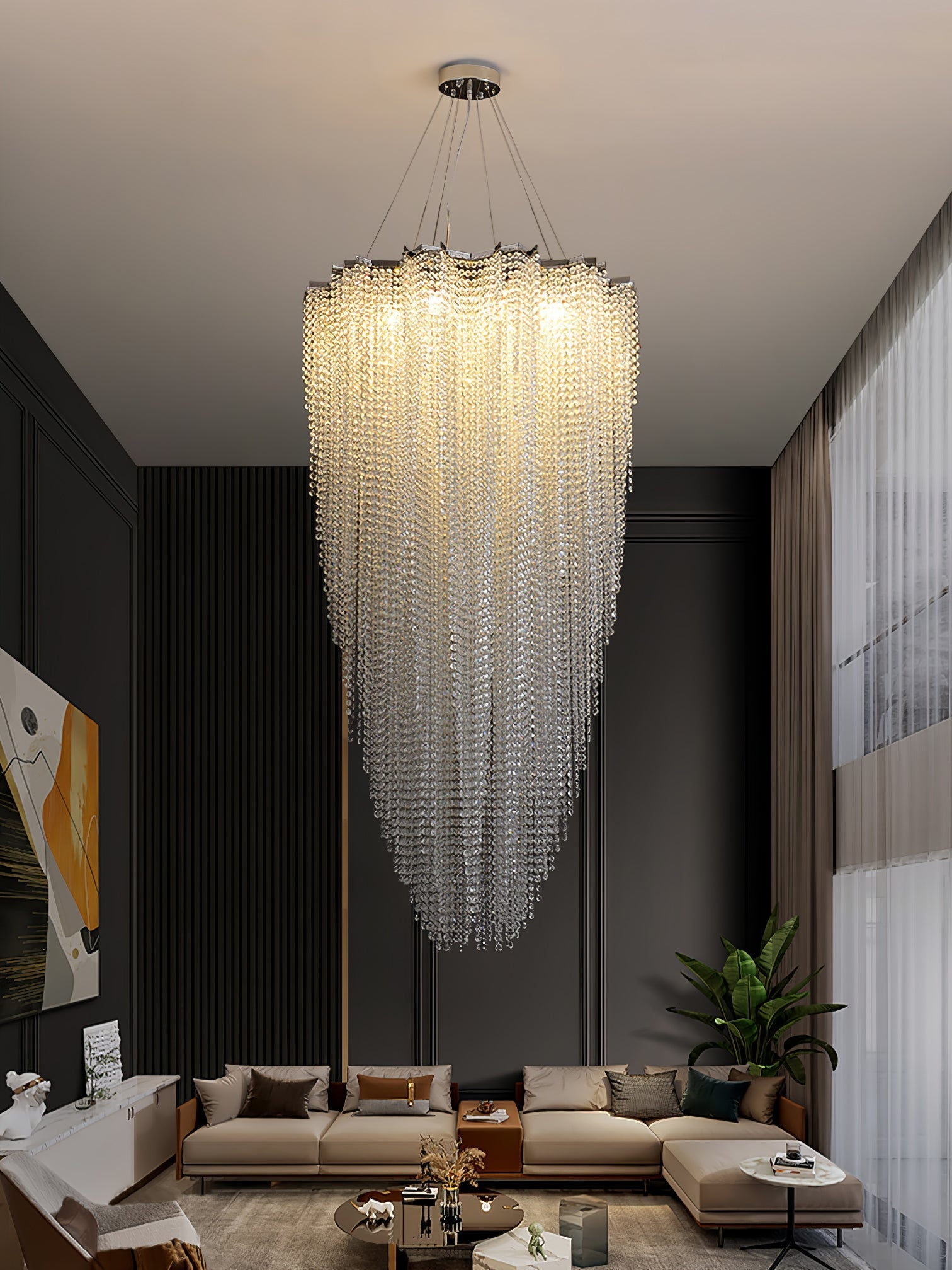 Zashayra Crystal Column Chandelier - Letslighting