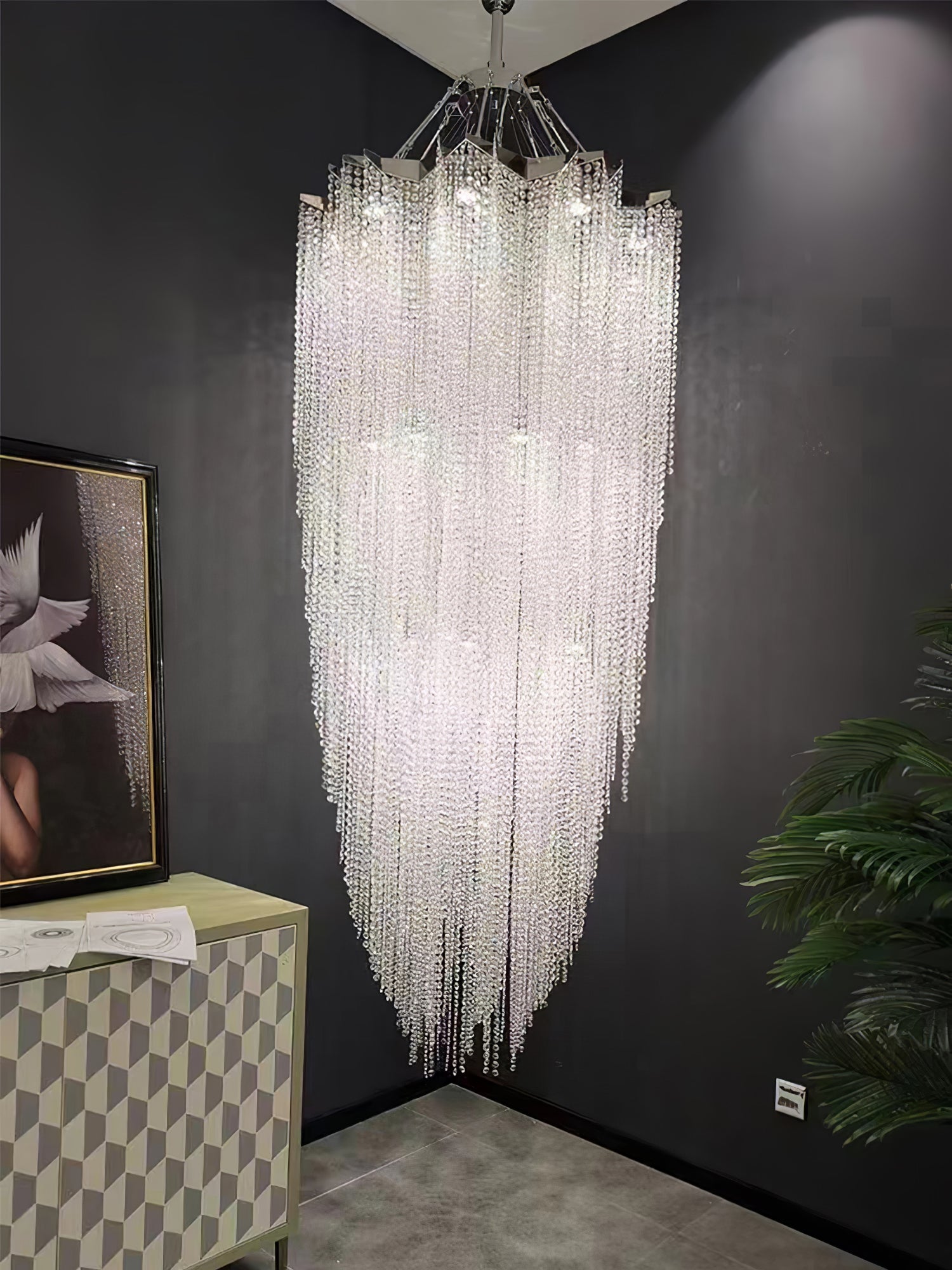 Zashayra Crystal Column Chandelier - Letslighting