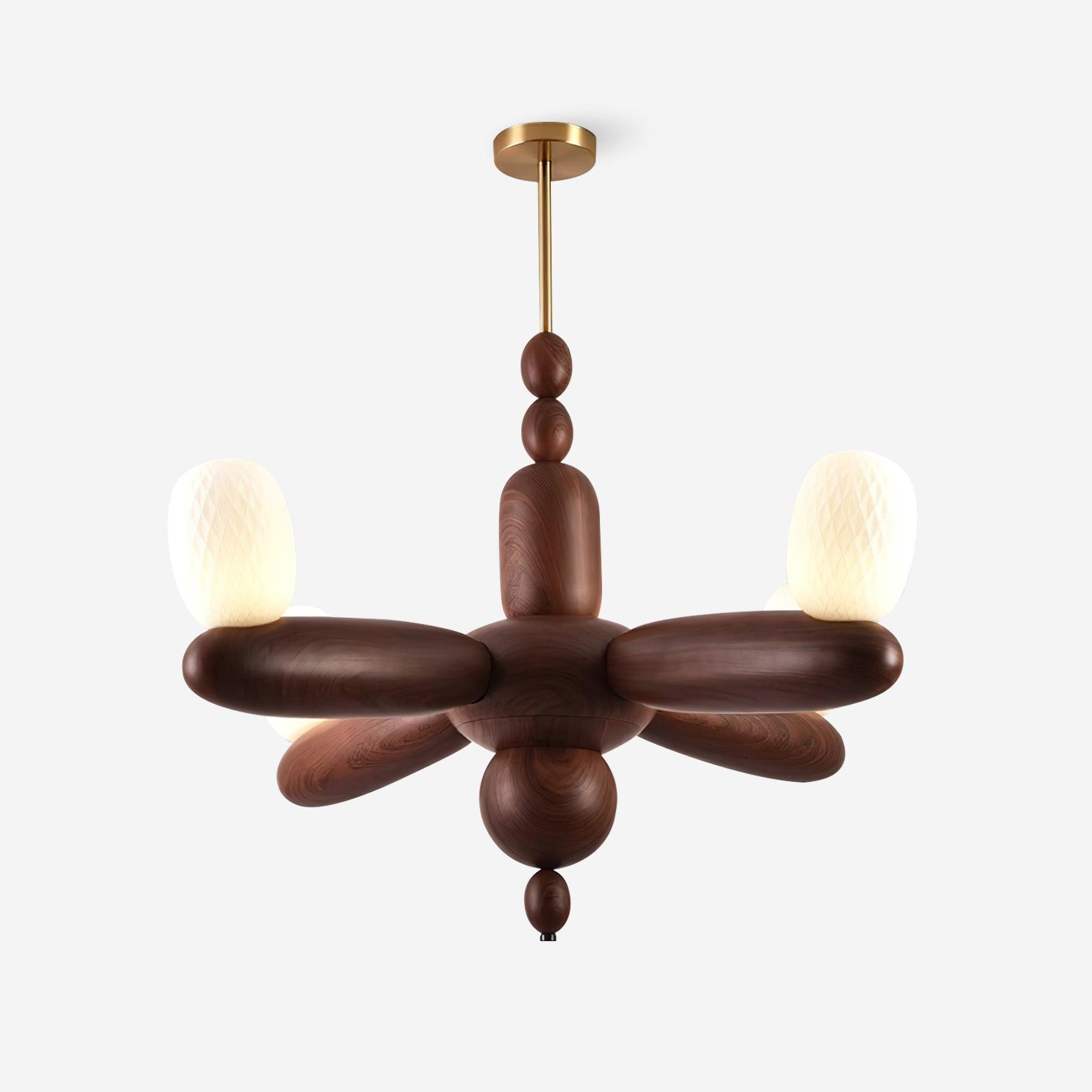 Stanza Chandelier Wood Curved Arms - Letslighting