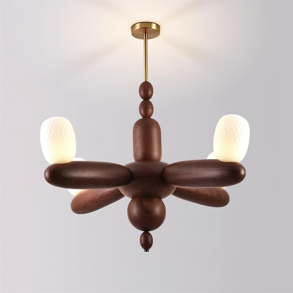 Stanza Chandelier Wood Curved Arms - Letslighting