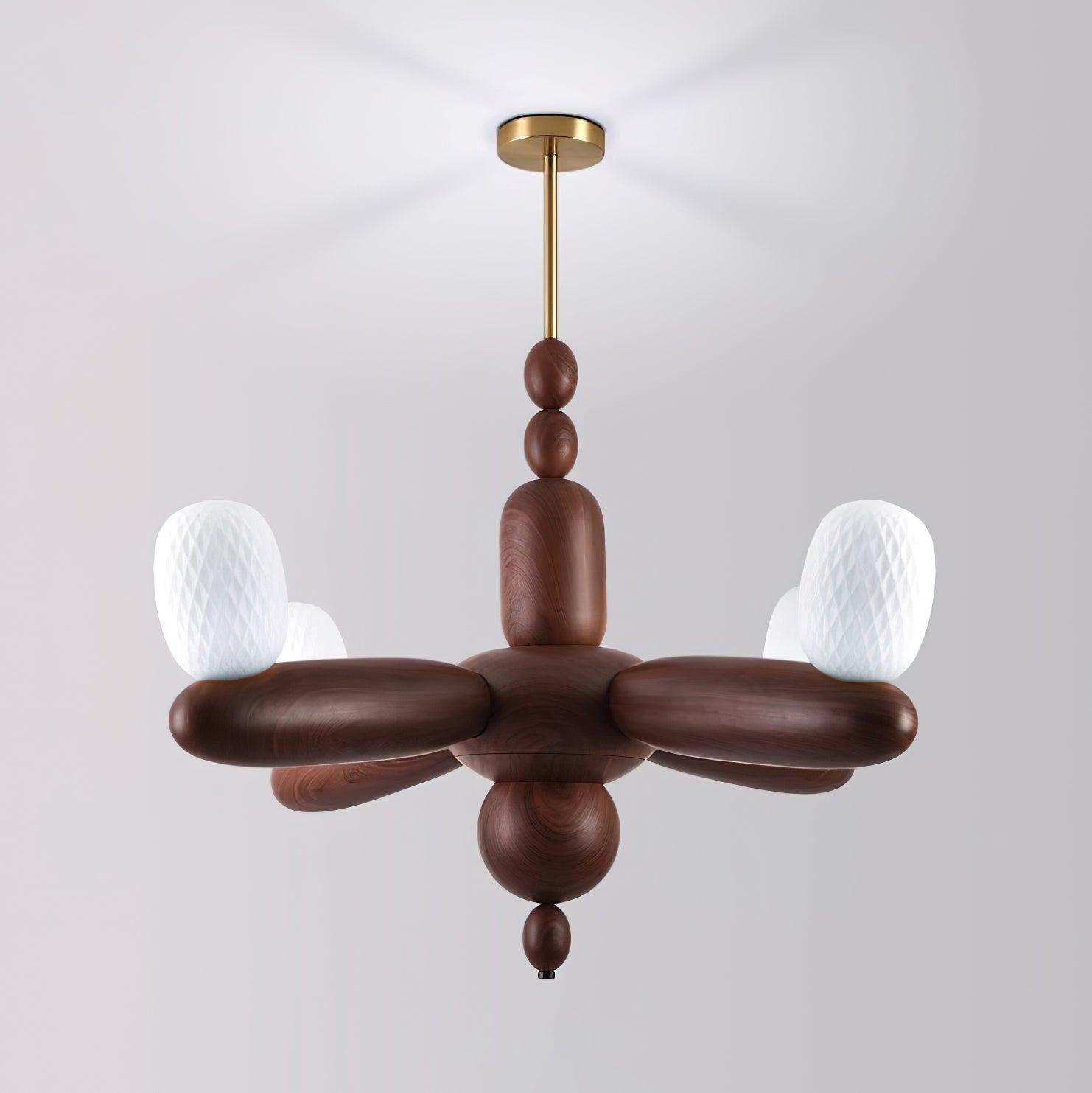 Stanza Chandelier Wood Curved Arms - Letslighting