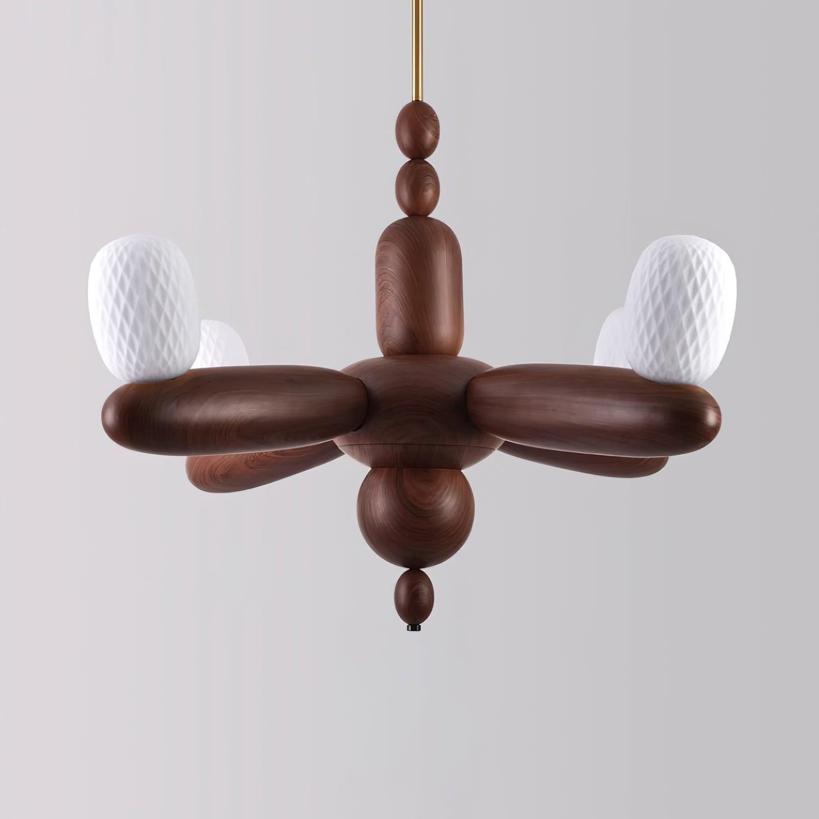 Stanza Chandelier Wood Curved Arms - Letslighting